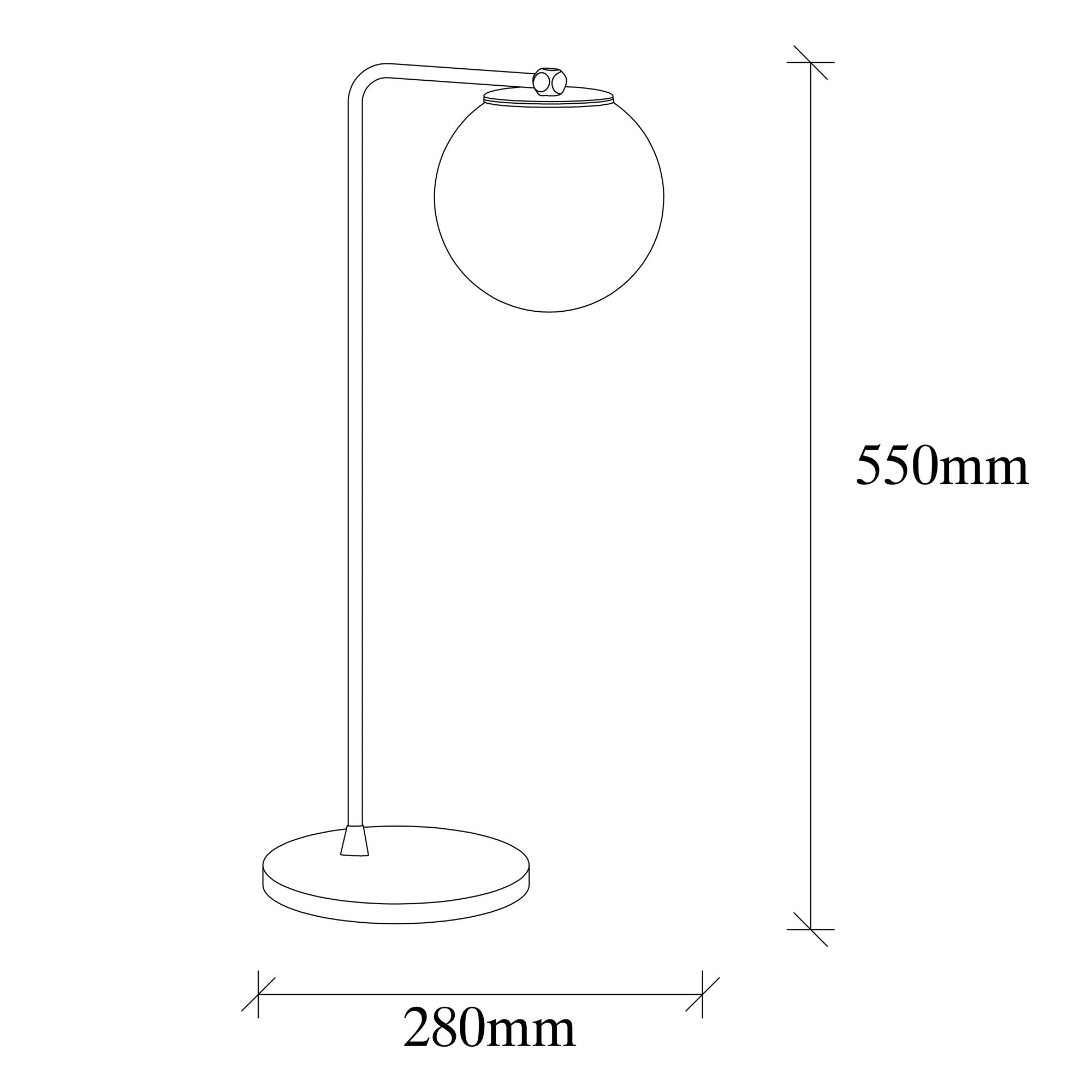 Candeeiro de Mesa Industrial Escandinava, Corpo em Metal Preto, 55 cm de Altura, Tampa de Vidro, Soquete E27, Cabo de 250 cm | Iluminação Elegante para Espaços Modernos