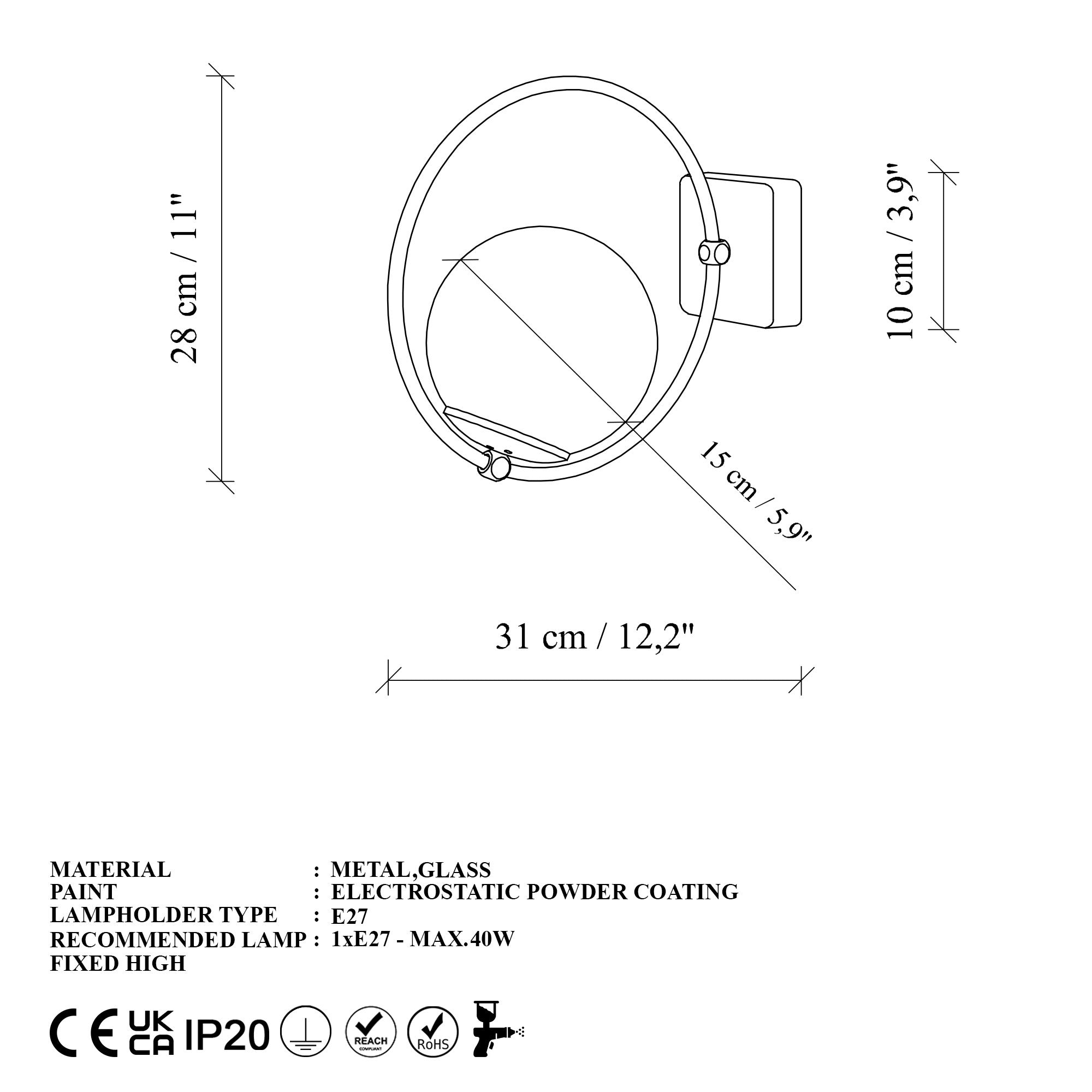 Candeeiro de Parede-Dolunay-Ouro
