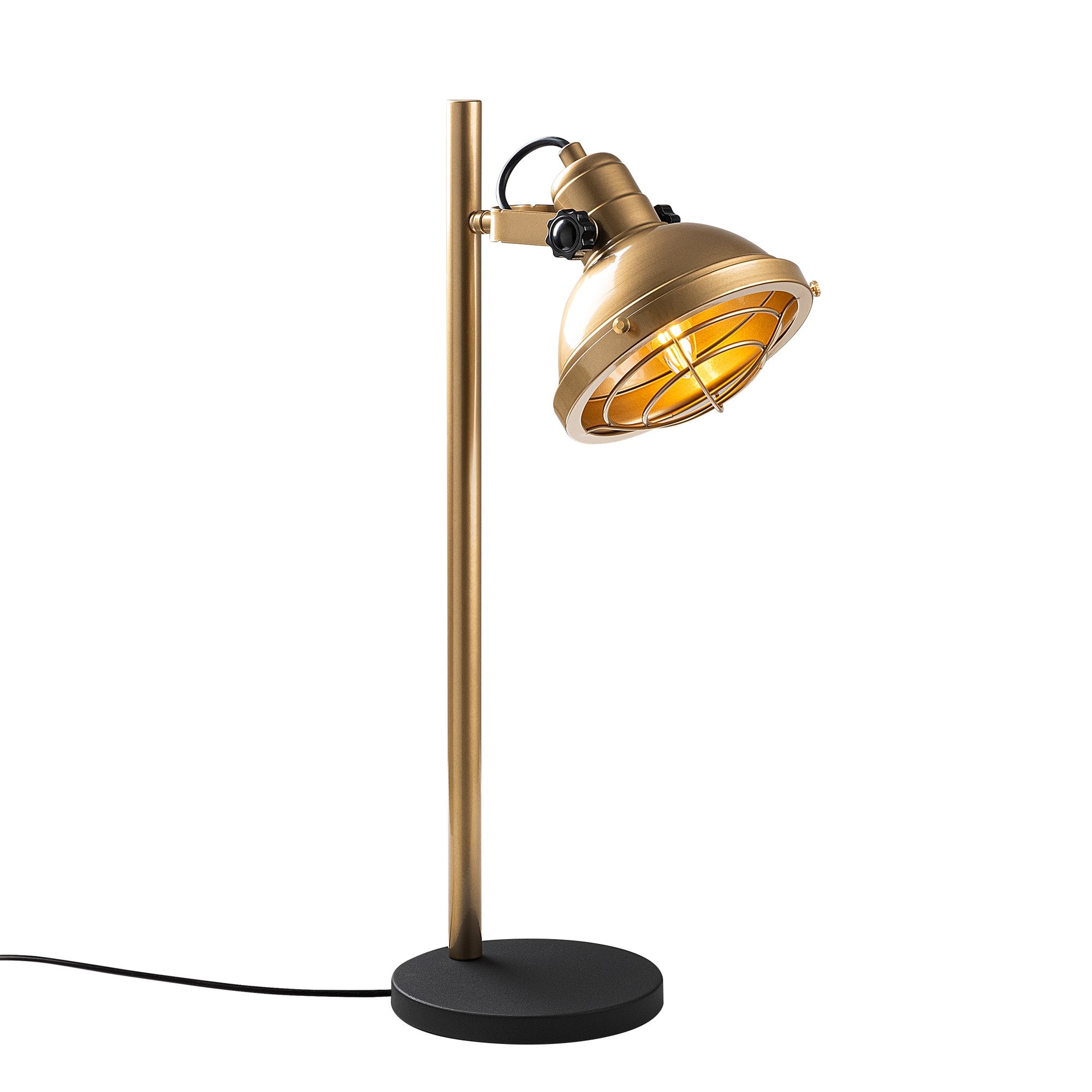 Candeeiro de Mesa elegante dourada, corpo de metal, Ø16 x 17 cm | 28 x 18 x 58 cm | Cabo de 200 cm, interruptor liga/desliga | Soquete E14, máx. 40 W | Iluminação elegante para casa e escritório