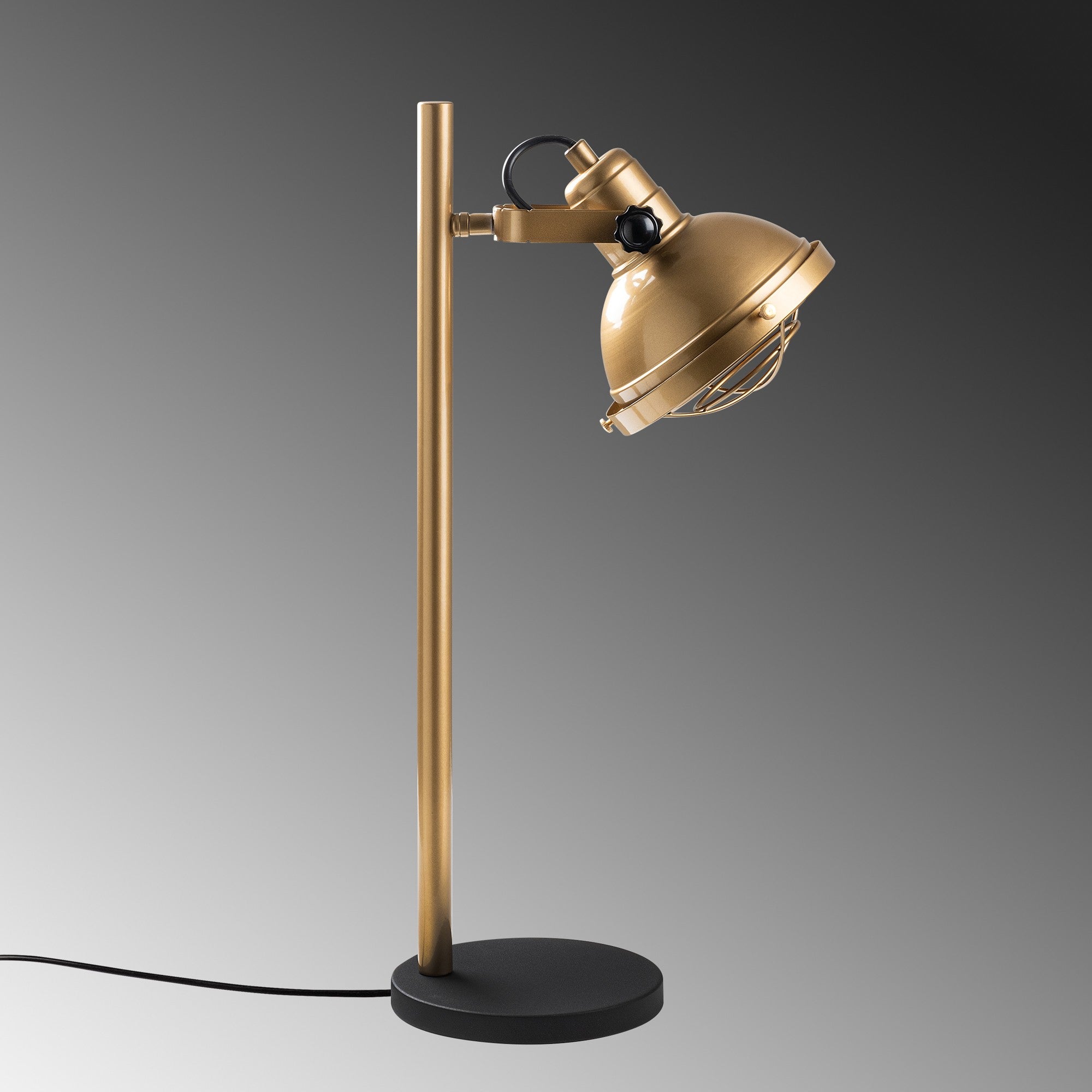 Candeeiro de Mesa elegante dourada, corpo de metal, Ø16 x 17 cm | 28 x 18 x 58 cm | Cabo de 200 cm, interruptor liga/desliga | Soquete E14, máx. 40 W | Iluminação elegante para casa e escritório