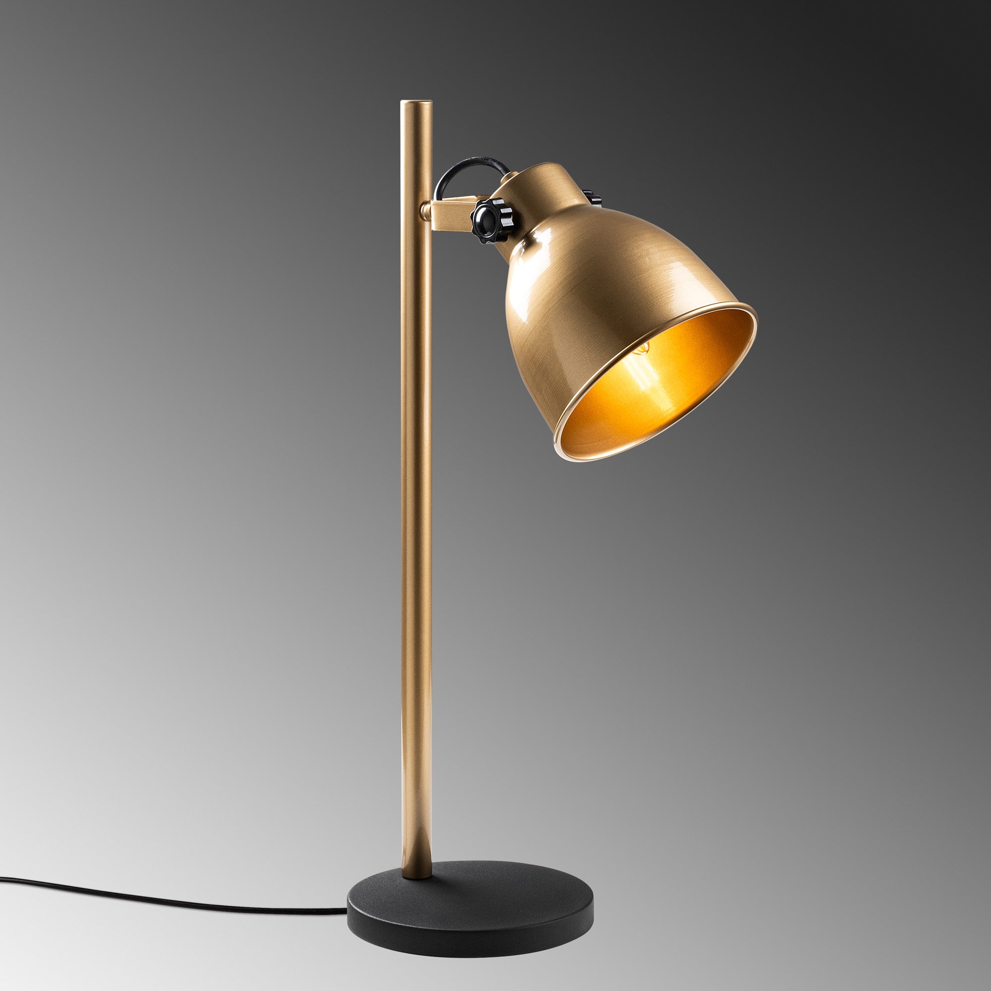 Candeeiro de Mesa Elegante Dourada, Corpo de Metal, Ø17 x A16 cm | 30 x 18 x 58 cm | Cabo de 200 cm, Interruptor Liga/Desliga | Soquete E14, Máx. 40 W | Iluminação Elegante para Decoração de Casa