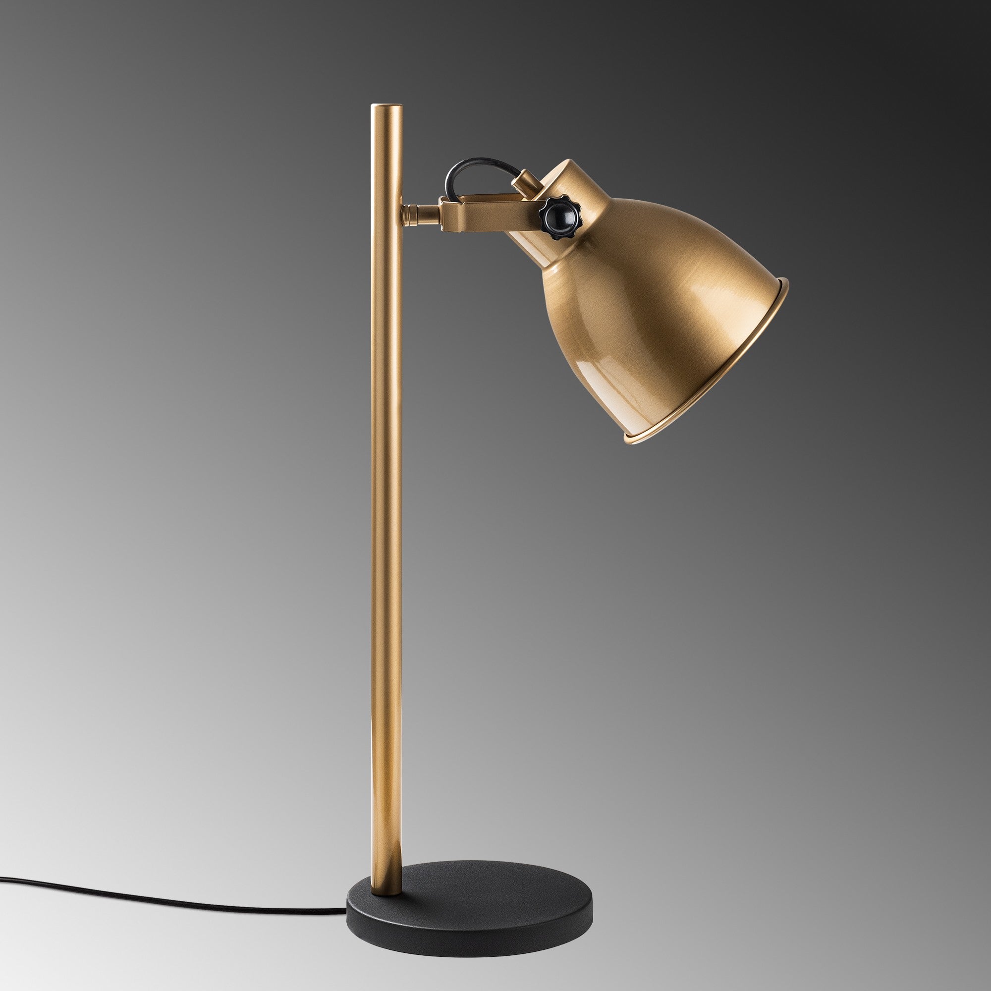 Candeeiro de Mesa Elegante Dourada, Corpo de Metal, Ø17 x A16 cm | 30 x 18 x 58 cm | Cabo de 200 cm, Interruptor Liga/Desliga | Soquete E14, Máx. 40 W | Iluminação Elegante para Decoração de Casa