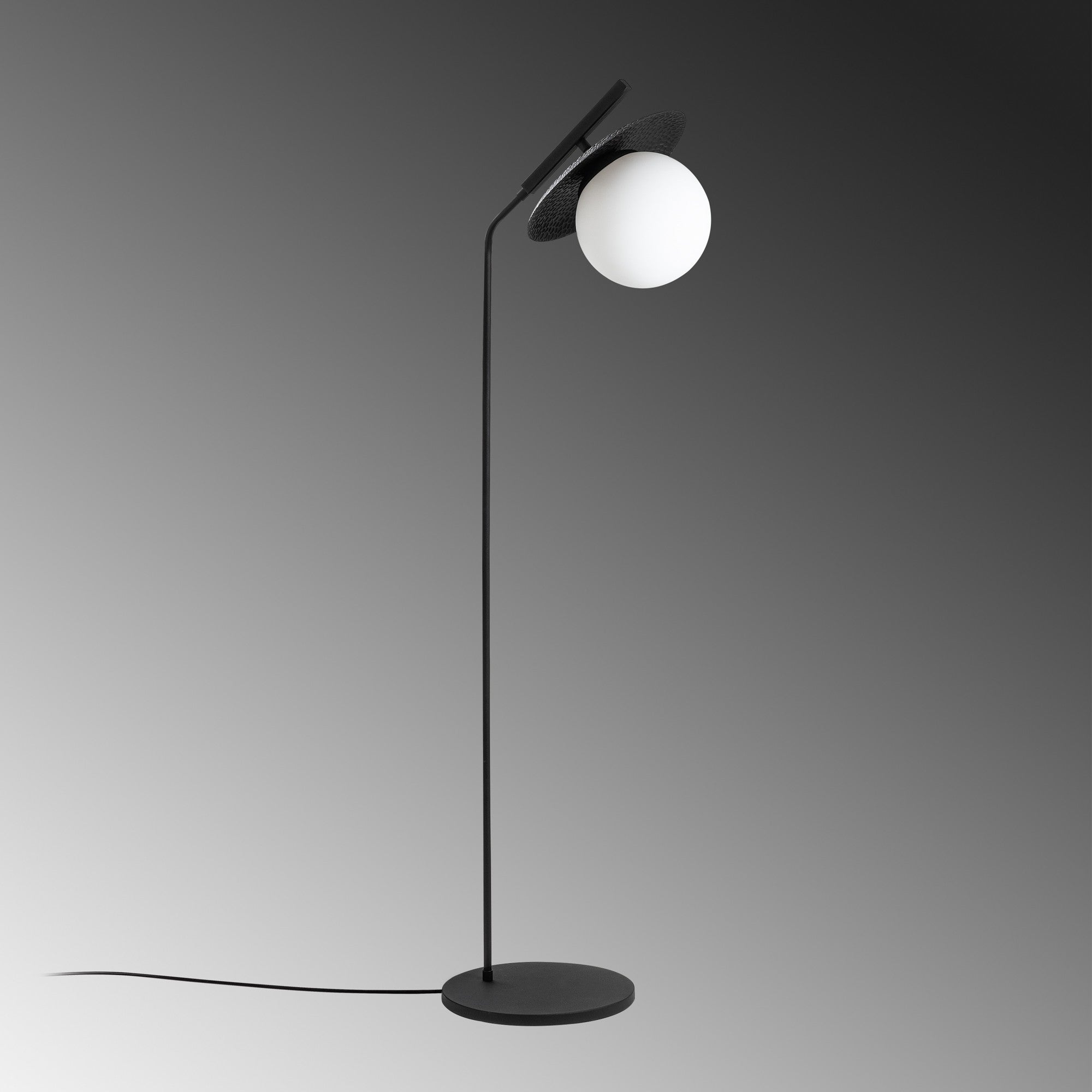 Candeeiro de Pé preta elegante, corpo de metal, 37 x 30 x 138 cm | Abajur de Ø20 cm, cabo de 250 cm, interruptor liga/desliga | Ideal para salas de estar e quartos modernos