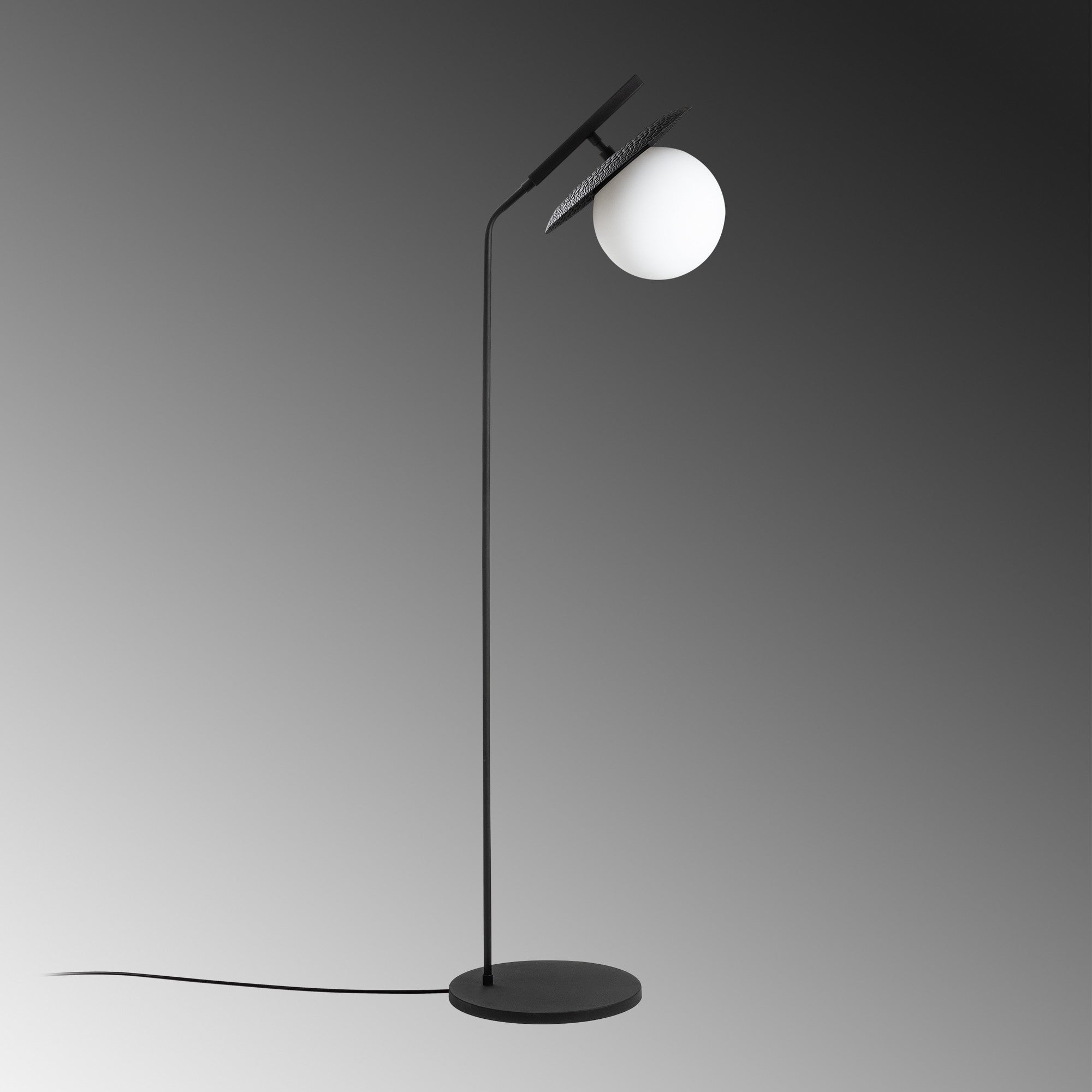 Candeeiro de Pé preta elegante, corpo de metal, 37 x 30 x 138 cm | Abajur de Ø20 cm, cabo de 250 cm, interruptor liga/desliga | Ideal para salas de estar e quartos modernos