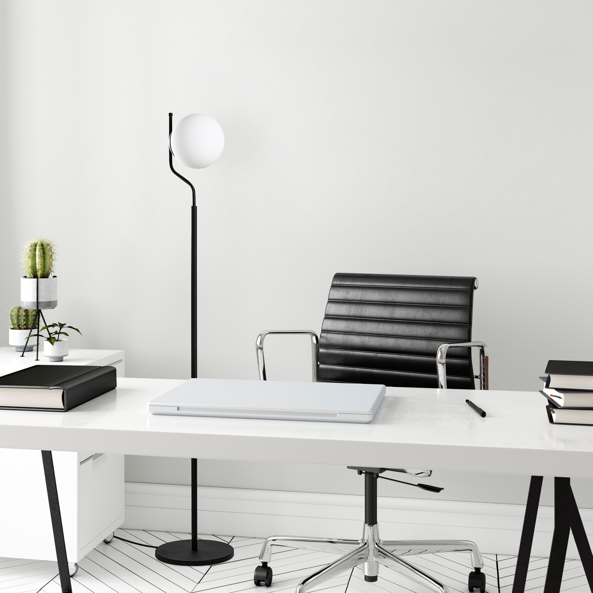 Candeeiro de Pé preta elegante, corpo de metal, 30 x 30 x 168 cm | Base Ø30, cabo de 250 cm, interruptor liga/desliga | Ideal para salas de estar e quartos modernos