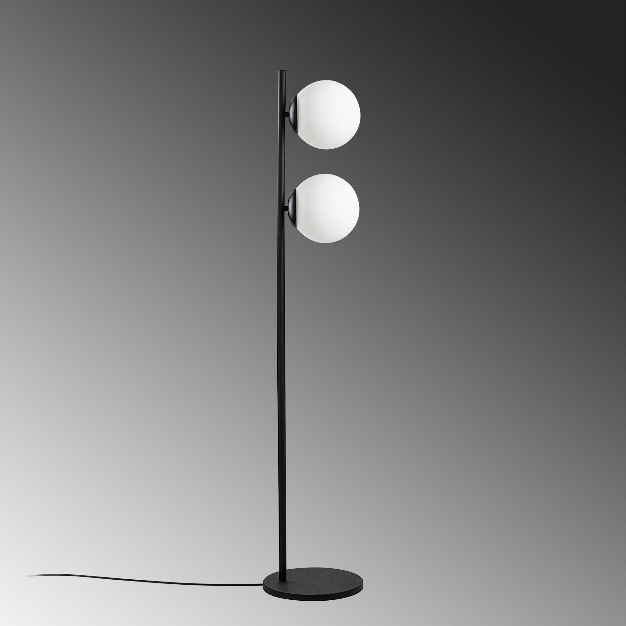 Candeeiro de Pé preta elegante, corpo de metal, 30 x 30 x 155 cm | Abajur de Ø20 cm, cabo de 250 cm, interruptor liga/desliga | Ideal para salas de estar e escritórios modernos