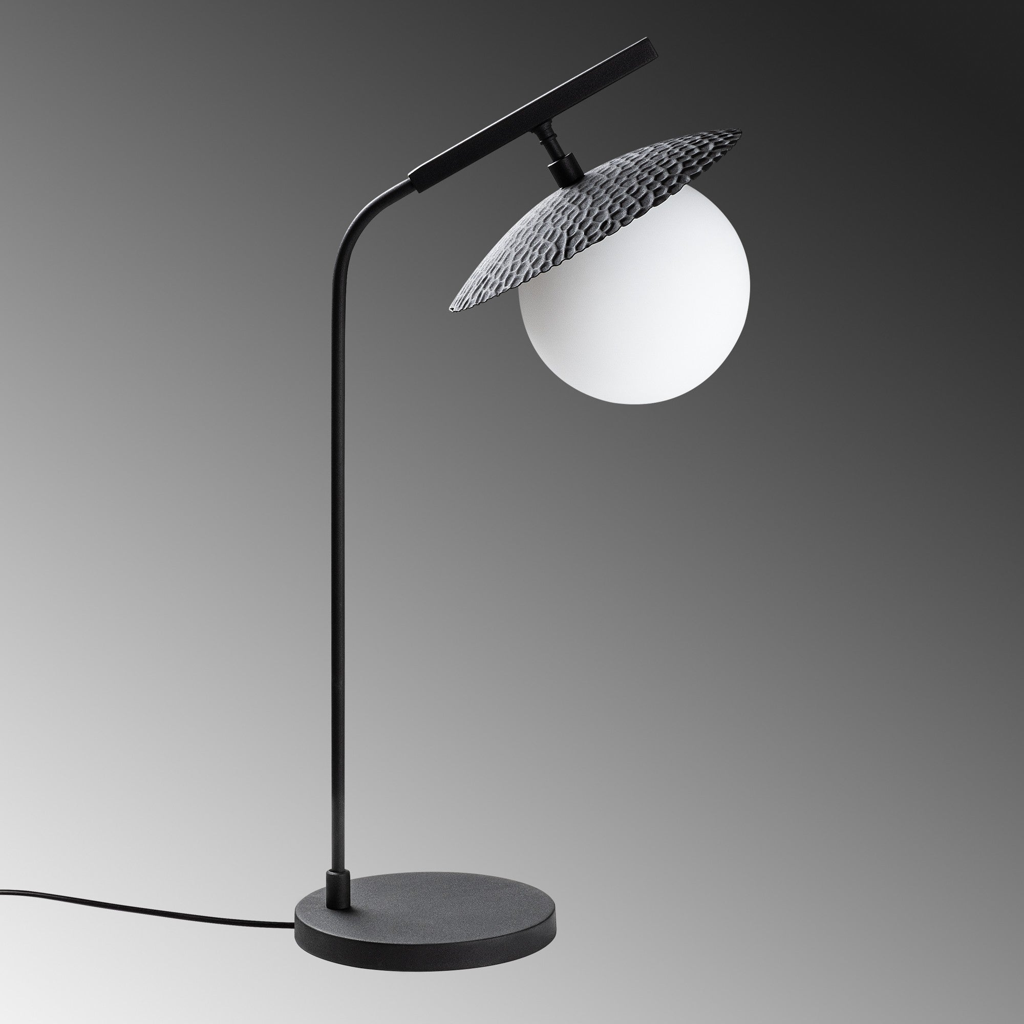 Candeeiro de Mesa preta elegante, corpo de metal, 30 x 18 x 60 cm | Abajur de Ø15 cm, cabo de 200 cm, interruptor liga/desliga | Ideal para decoração moderna de casa e escritório