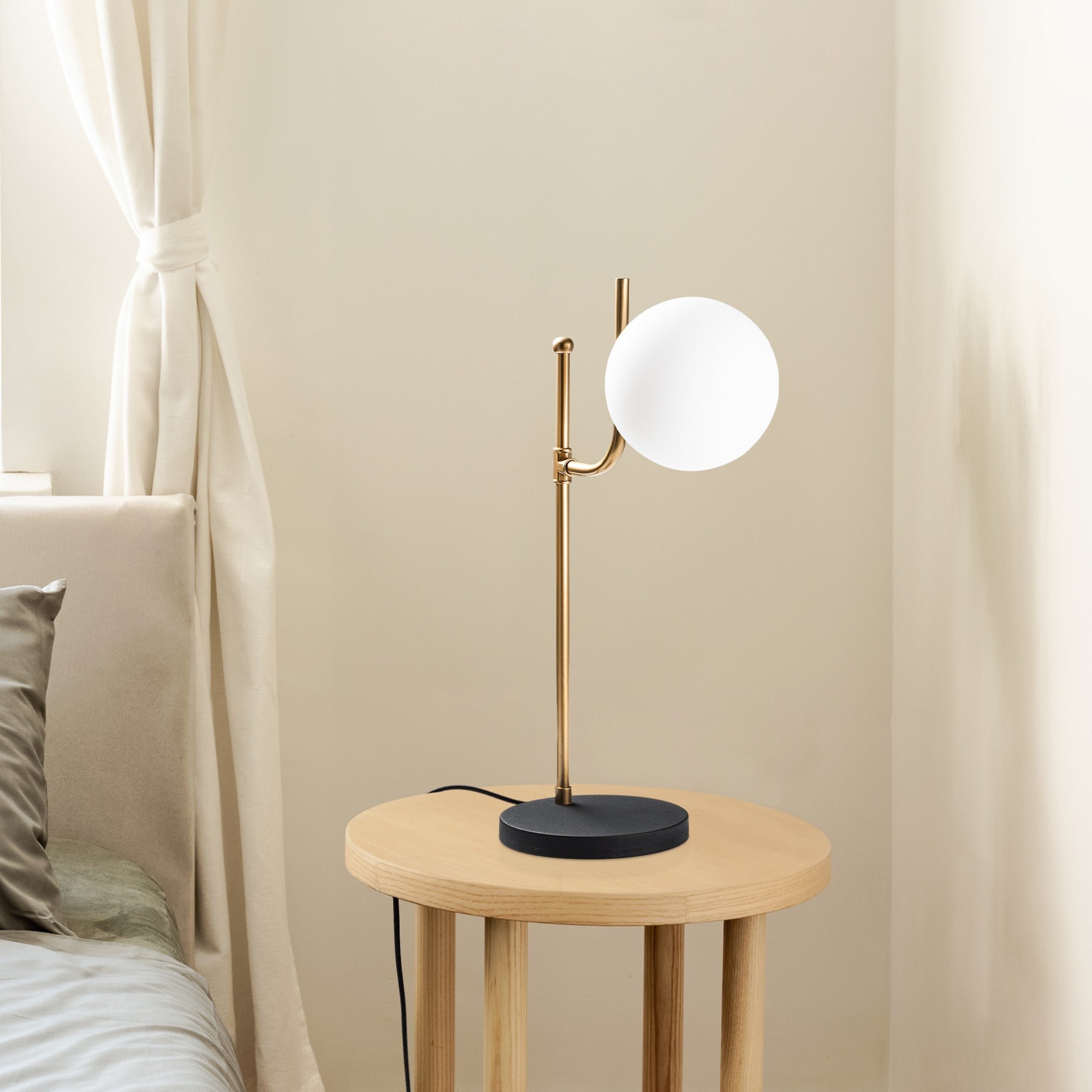 Candeeiro de Mesa Elegante Preta, Corpo de Metal, 28 x 18 x 53 cm | Abajur de Ø15 cm, Cabo de 200 cm, Interruptor Liga/Desliga | Ideal para Decoração Moderna de Casa e Escritório