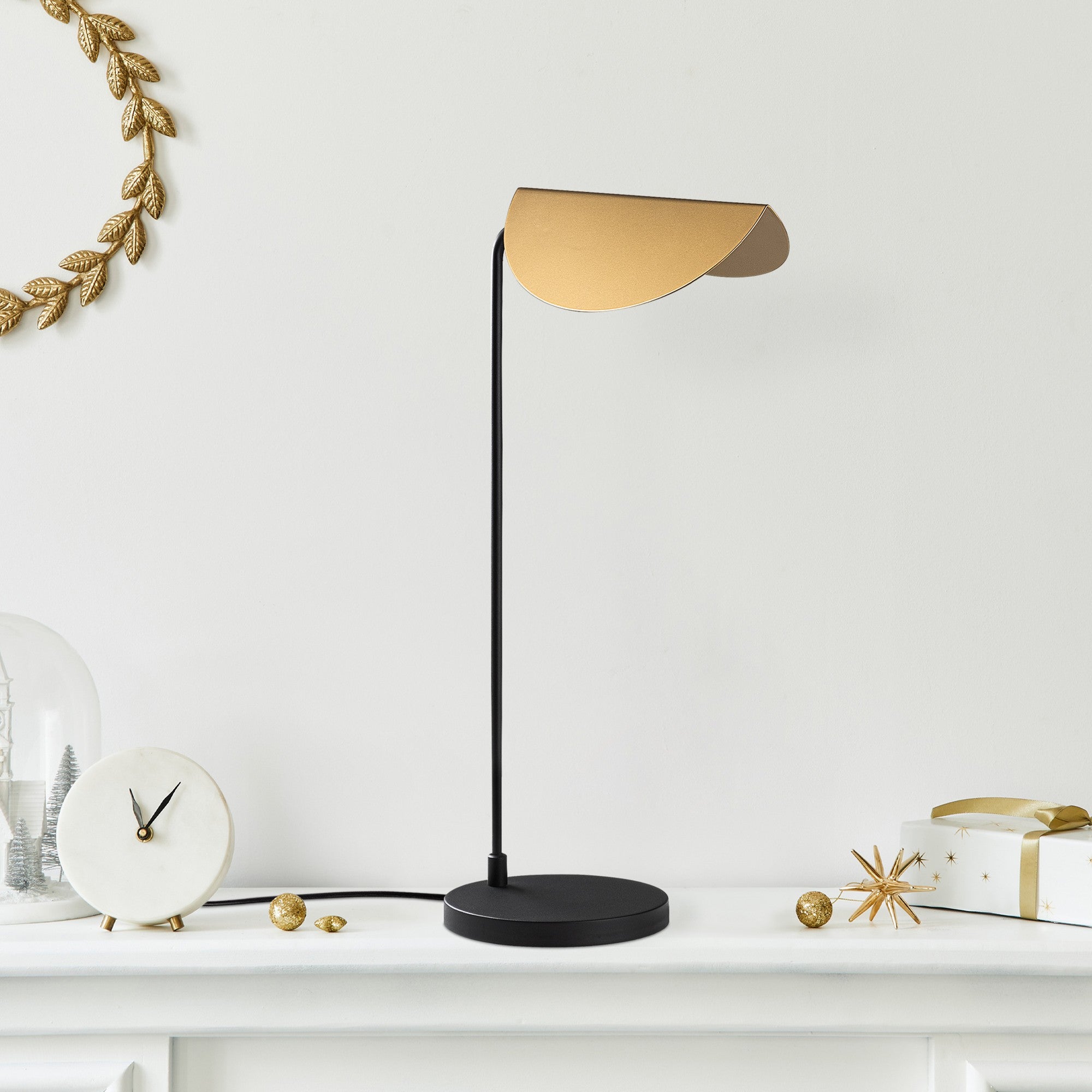 Candeeiro de Mesa Preta Elegante, Corpo de Metal, 30 x 18 x 57 cm | Base Ø18, Cabo de 200 cm, Interruptor Liga/Desliga | Soquete E14, Máx. 40 W, Decoração Moderna para Casa