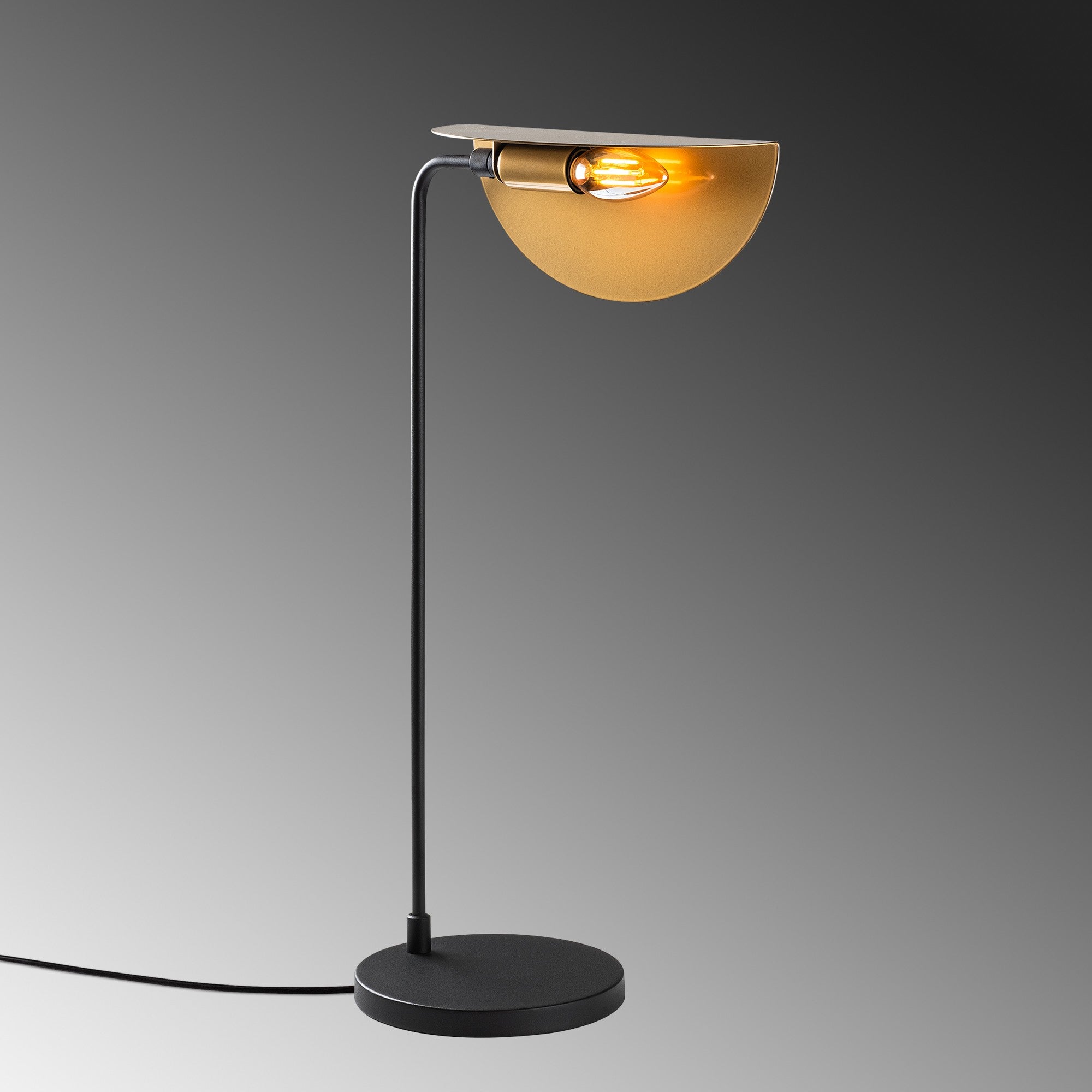 Candeeiro de Mesa Preta Elegante, Corpo de Metal, 30 x 18 x 57 cm | Base Ø18, Cabo de 200 cm, Interruptor Liga/Desliga | Soquete E14, Máx. 40 W, Decoração Moderna para Casa