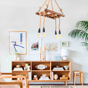 Candeeiro de Teto Elegante de Madeira, 60 x 34 cm, Altura 100 cm | 4 x E27 Máx. 40 W, Design Rústico em Cor Sólida | Perfeito para Espaços Modernos e Aconchegantes