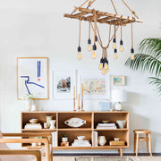 Candeeiro de Teto elegante em madeira de carpa, 120 x 42 cm, altura 137 cm | 12 x E27 máx. 40 W | Design rústico em cor sólida, perfeito para espaços modernos | Cabo de 40 cm