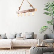 Candeeiro de Teto elegante de madeira, 100 x 7 cm, altura 53 cm | 5 x E27 máx. 40 W, design rústico | Perfeito para casas modernas, IP20, lâmpadas não incluídas