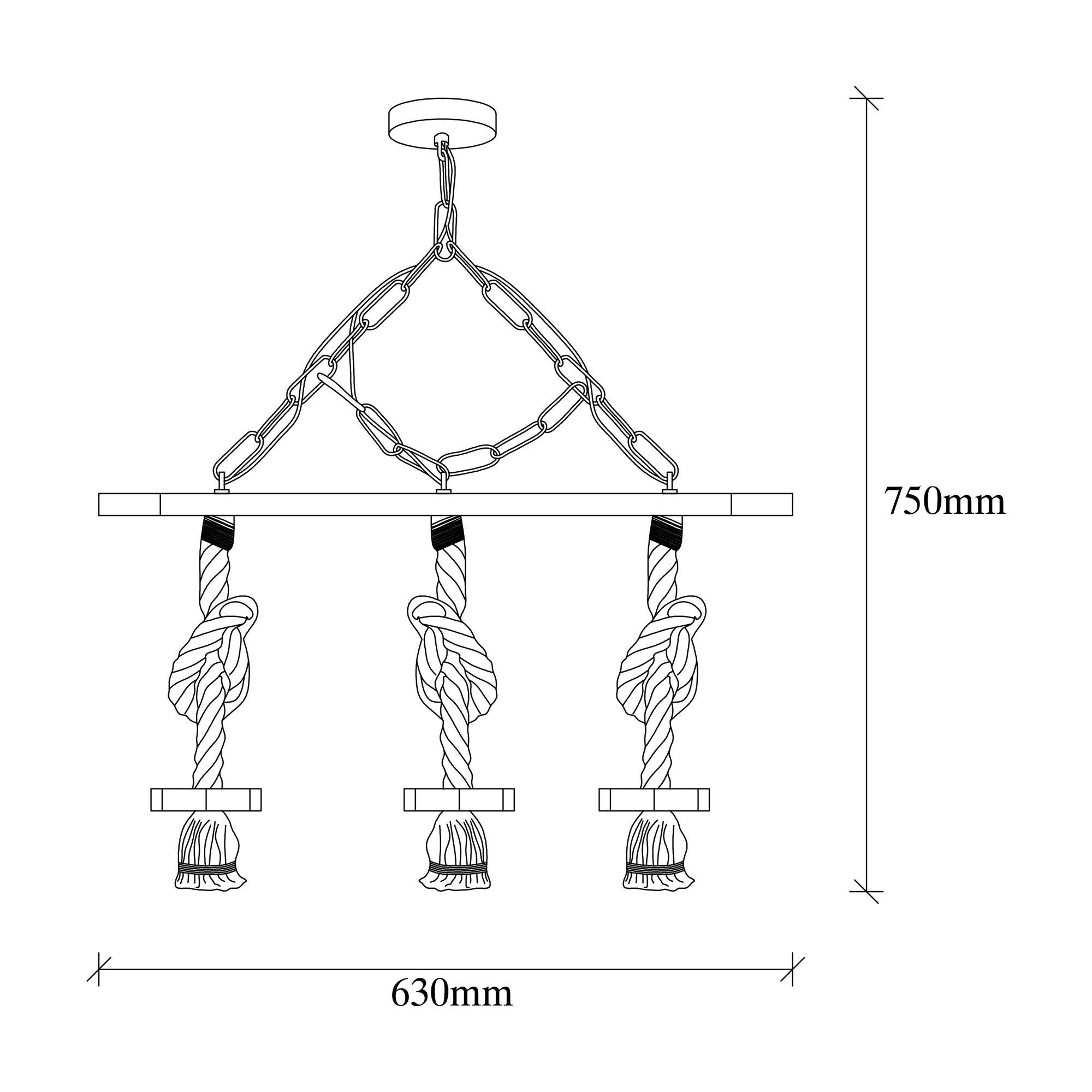 Candeeiro de Teto elegante de madeira, acabamento preto e madeira, 63 x 11 cm, altura 75 cm, 3 x E27 máx. 40 W, design rústico moderno, perfeito para decoração de casa