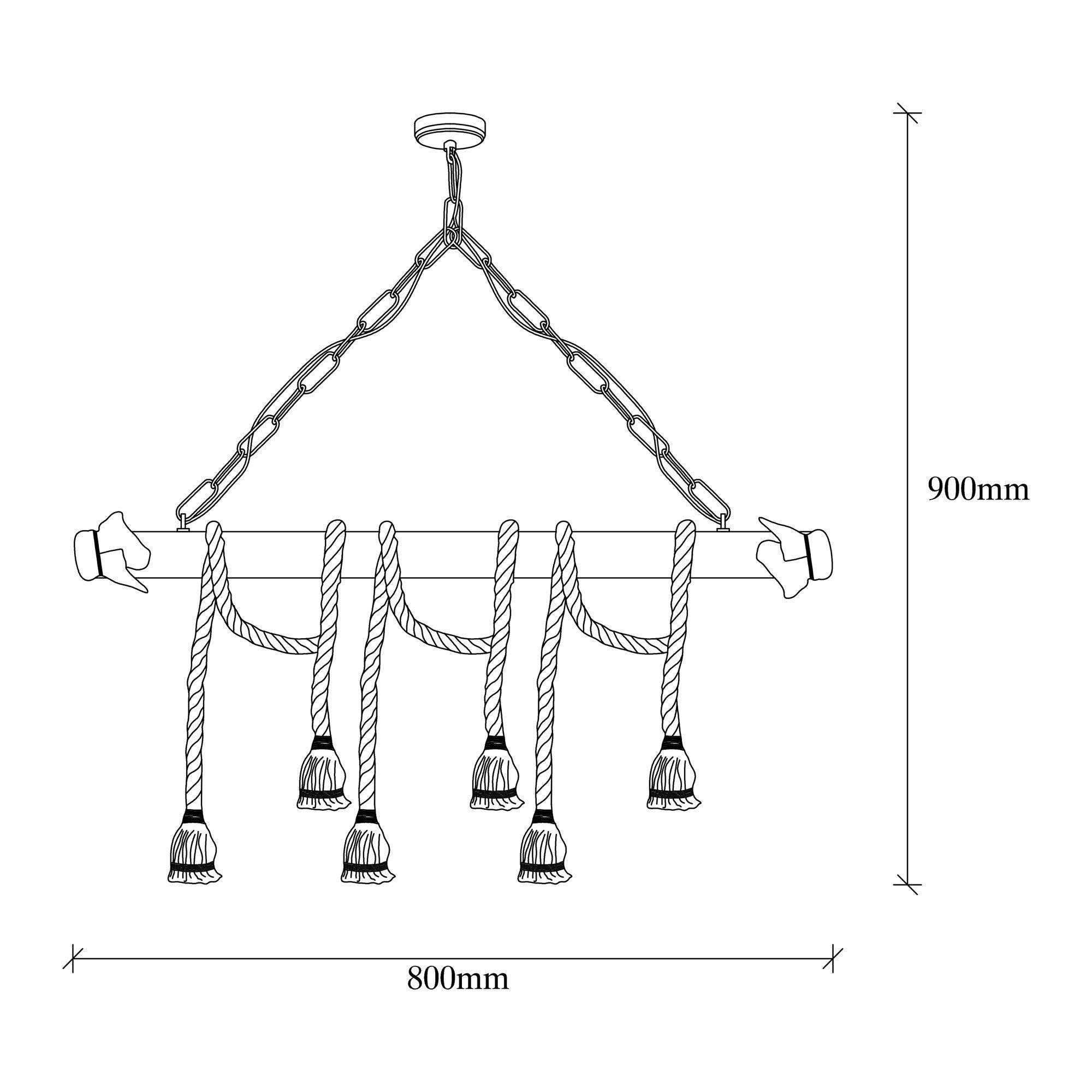 Candeeiro de Teto elegante com corpo de madeira, acabamento preto e madeira, 80 x 8 cm, altura 90 cm, 6 x E27 máx. 40 W, design rústico moderno para interiores elegantes