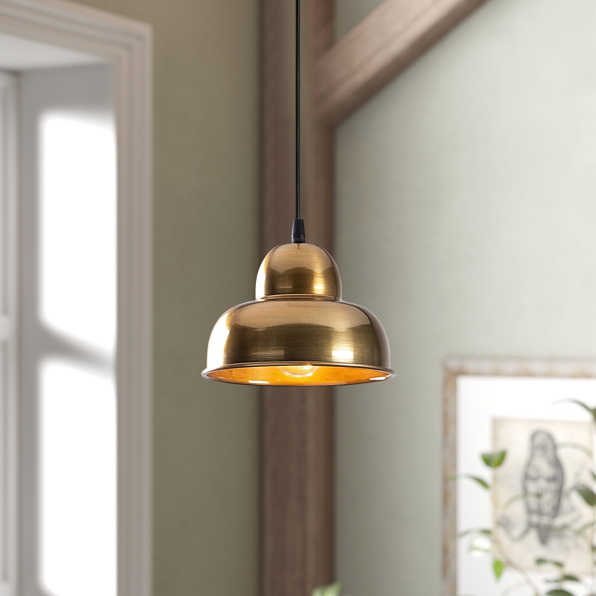 Candeeiro de Teto Escandinavo Glam, Corpo em Metal Dourado, 20 x 20 cm, Altura 111 cm, E27 Máx. 40 W, Cabo de 90 cm | Iluminação Elegante para Espaços Modernos