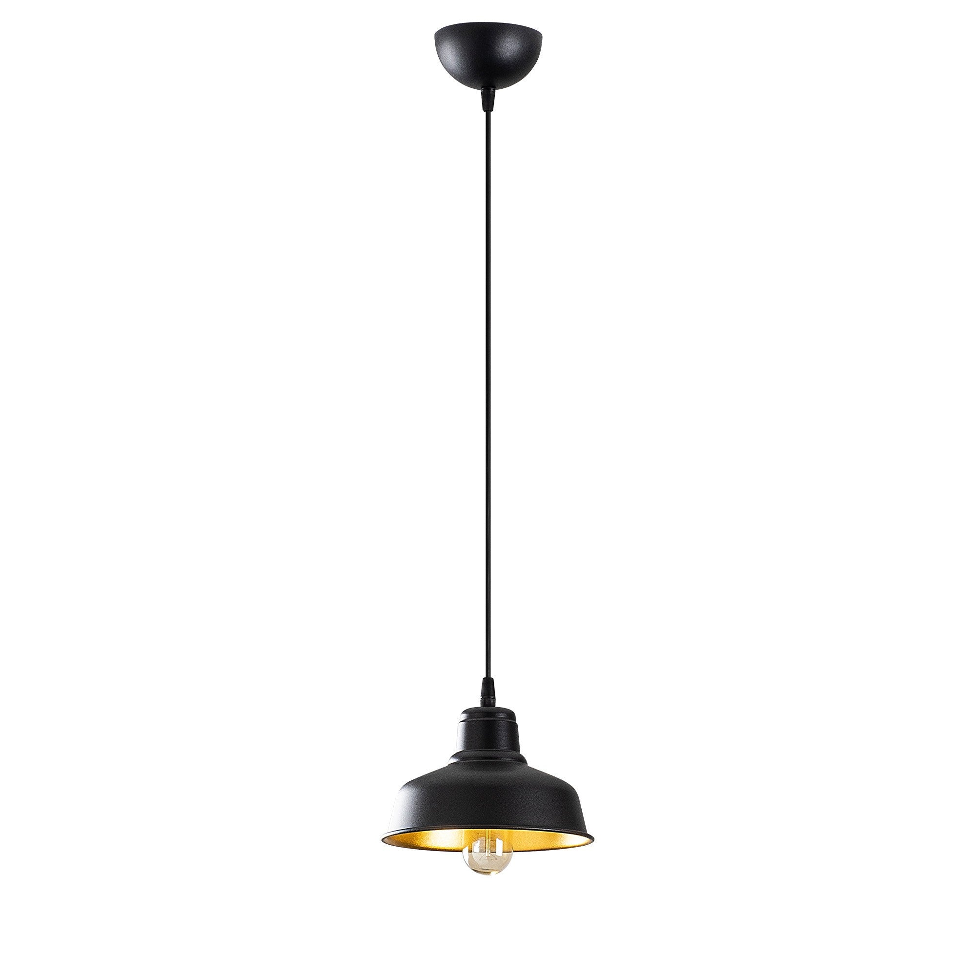 Candeeiro de Teto Industrial Escandinavo, Corpo em Metal Preto, 19 x 19 cm, Altura 108 cm, E27 máx. 40 W, Cabo de 90 cm | Iluminação Elegante para Espaços Modernos