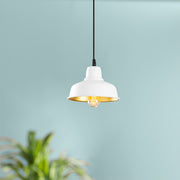 Candeeiro de Teto Escandinavo, Corpo em Ferro Branco, 19 x 19 cm, Altura 108 cm, Soquete E27 Máx. 40 W, Cabo de 90 cm | Iluminação Elegante para Espaços Modernos