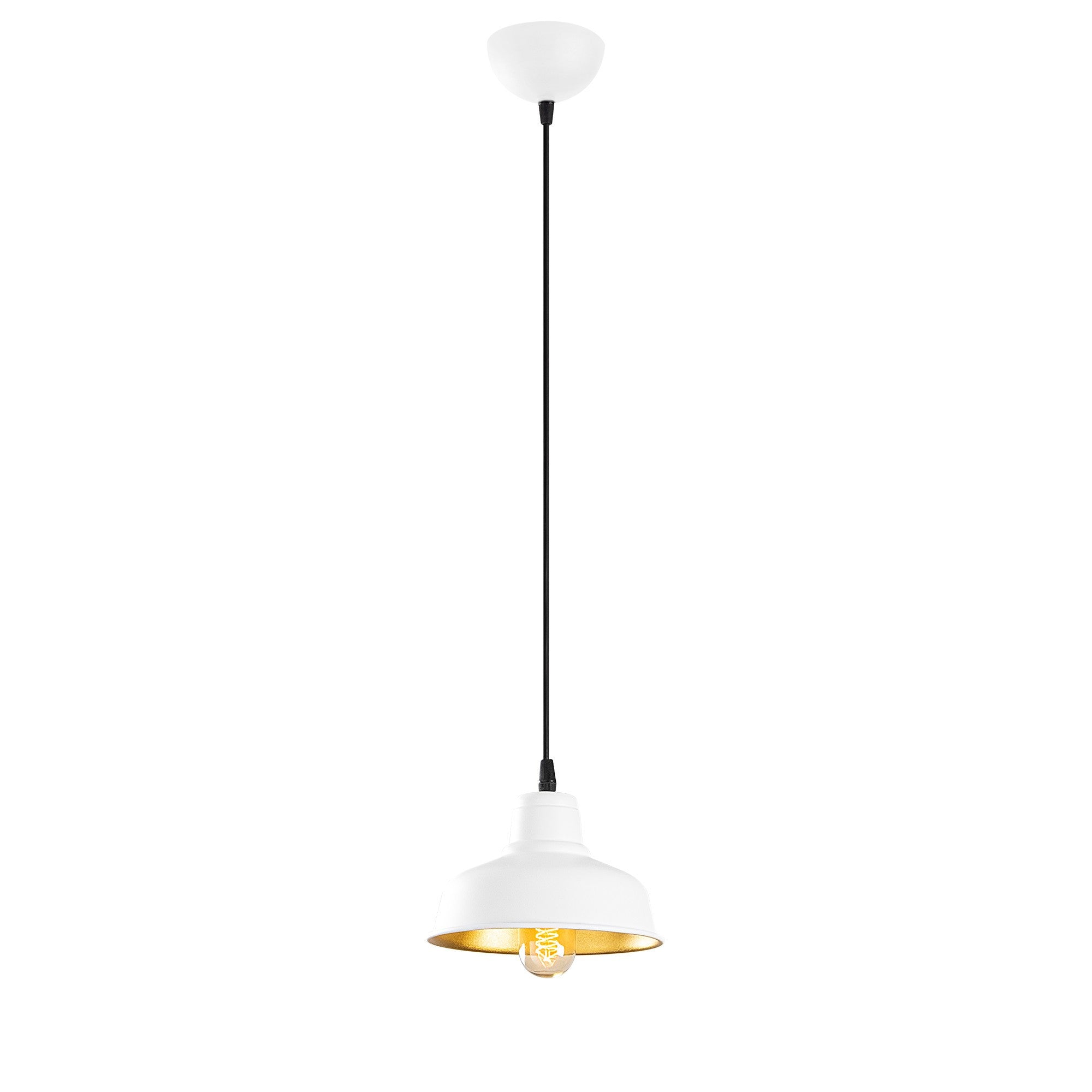 Candeeiro de Teto Escandinavo, Corpo em Ferro Branco, 19 x 19 cm, Altura 108 cm, Soquete E27 Máx. 40 W, Cabo de 90 cm | Iluminação Elegante para Espaços Modernos