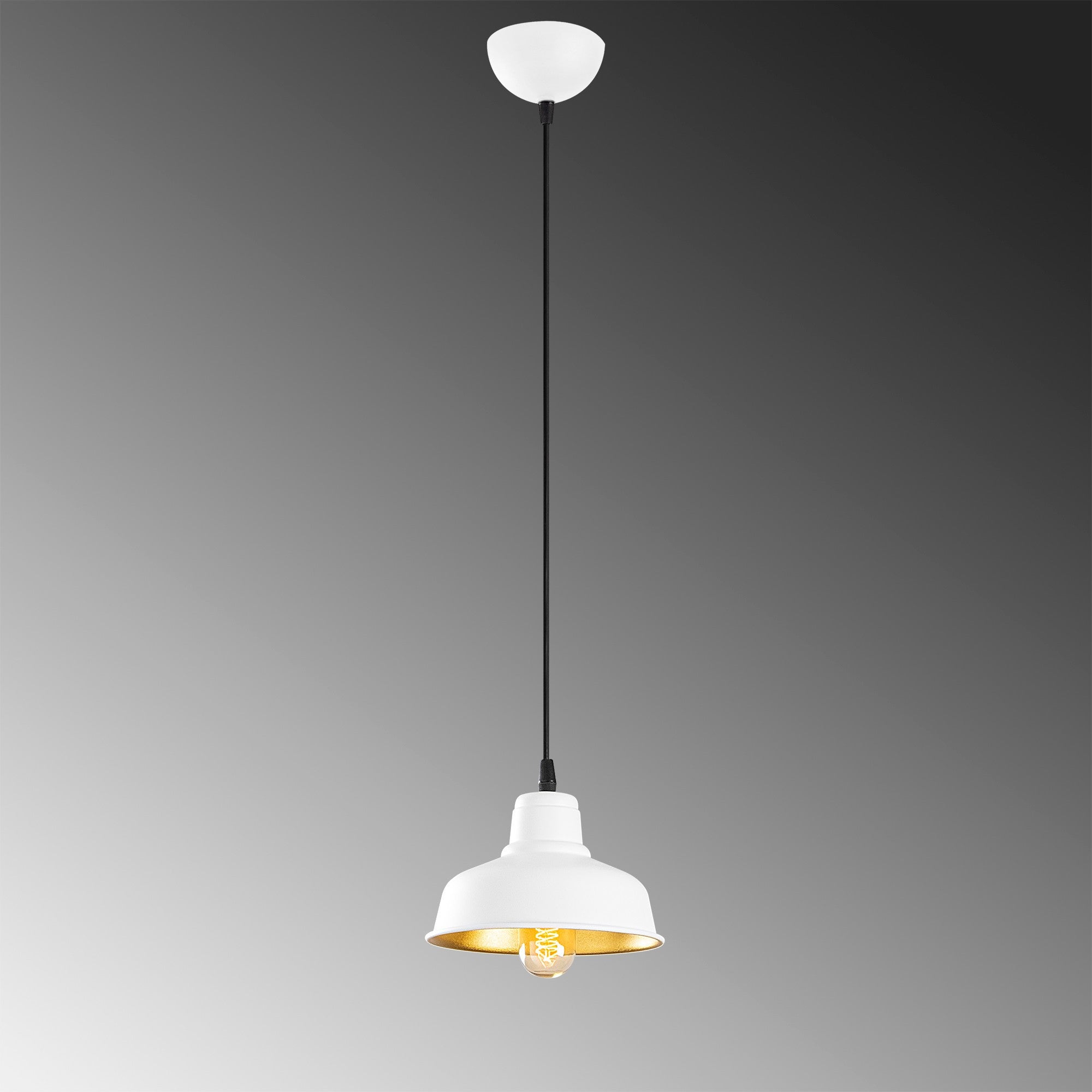 Candeeiro de Teto Escandinavo, Corpo em Ferro Branco, 19 x 19 cm, Altura 108 cm, Soquete E27 Máx. 40 W, Cabo de 90 cm | Iluminação Elegante para Espaços Modernos