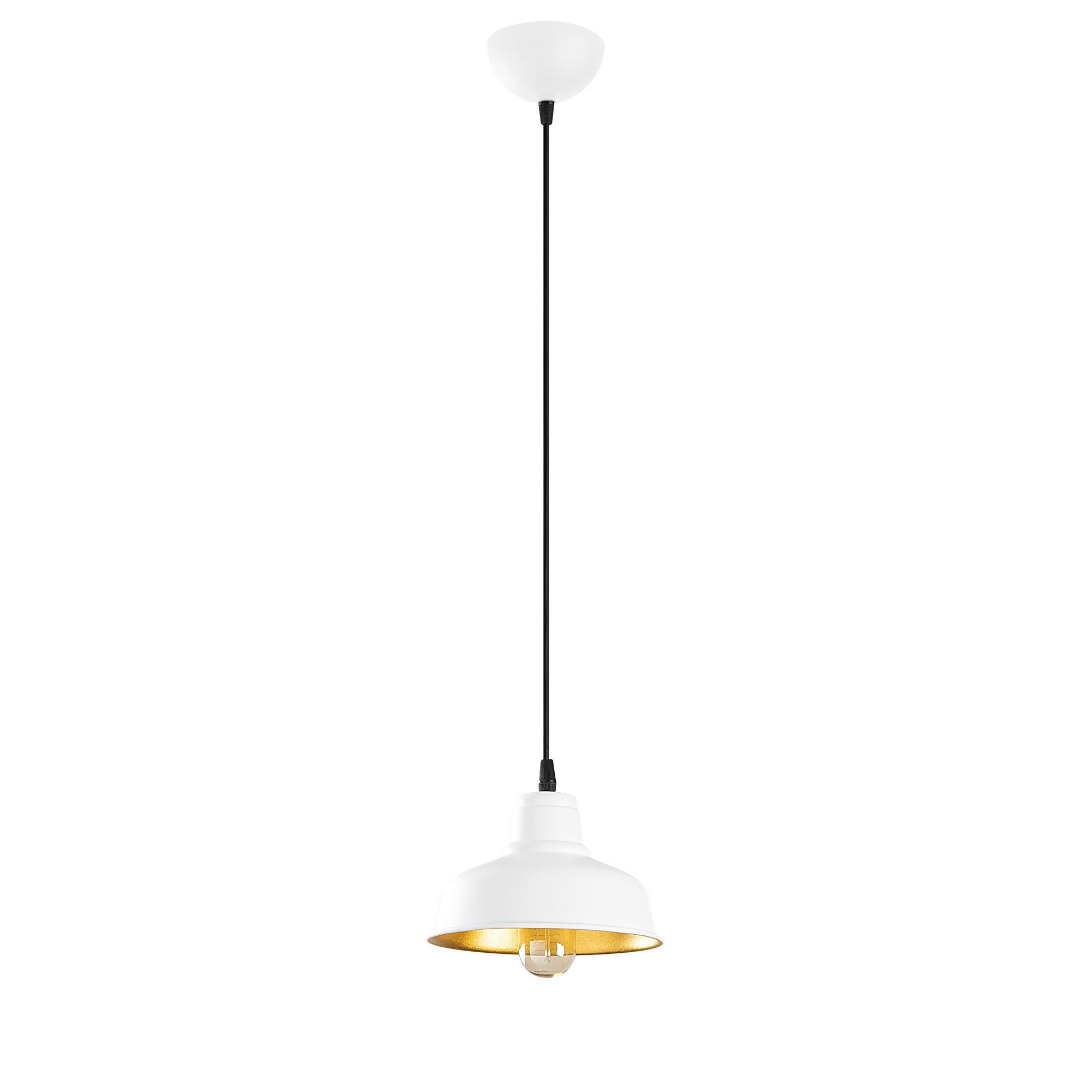 Candeeiro de Teto Escandinavo, Corpo em Ferro Branco, 19 x 19 cm, Altura 108 cm, Soquete E27 Máx. 40 W, Cabo de 90 cm | Iluminação Elegante para Espaços Modernos