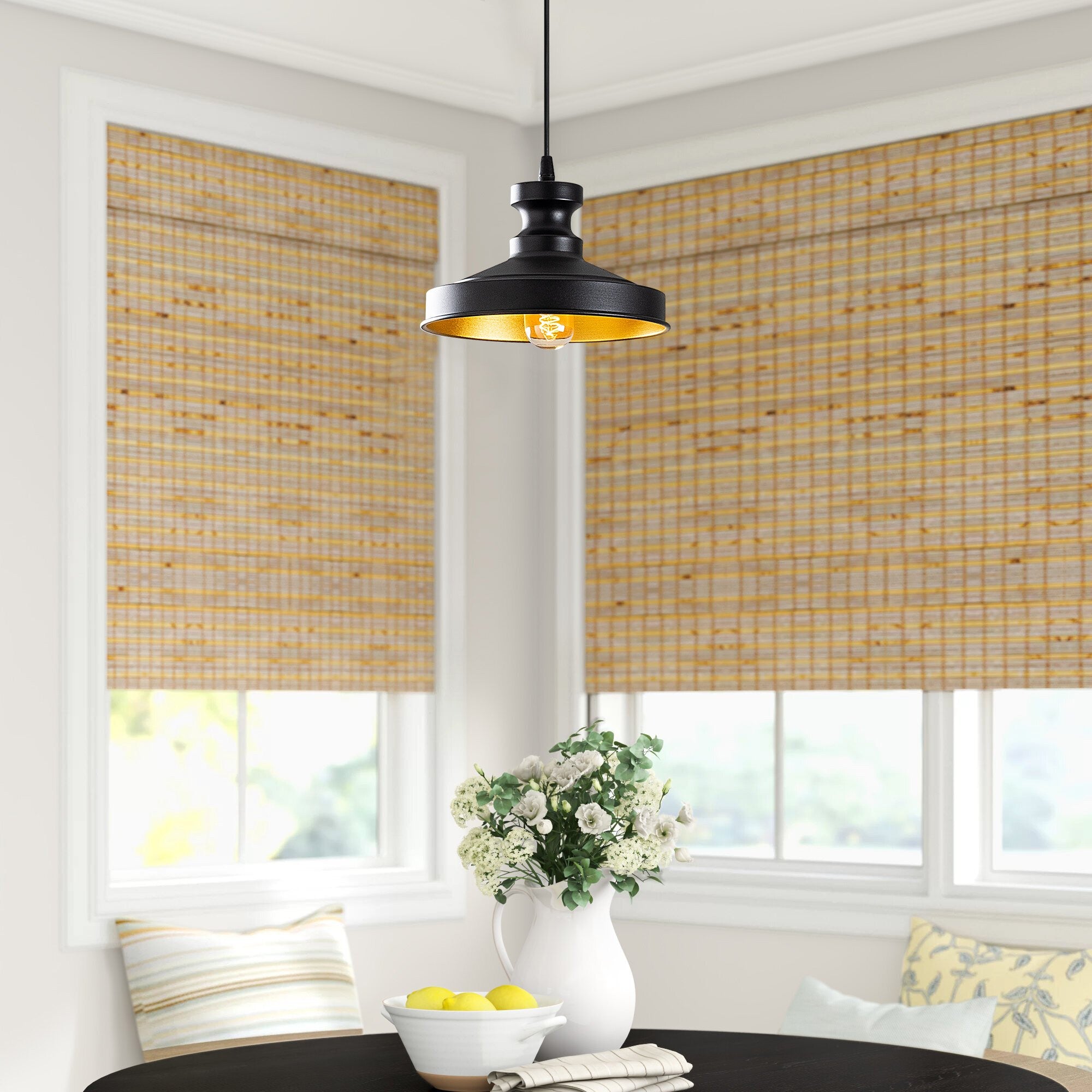 Candeeiro de Teto Industrial Escandinavo, Corpo em Metal Preto, 22 x 22 cm, Altura 109 cm, E27 máx. 40 W, Cabo de 90 cm | Iluminação Elegante para Espaços Modernos