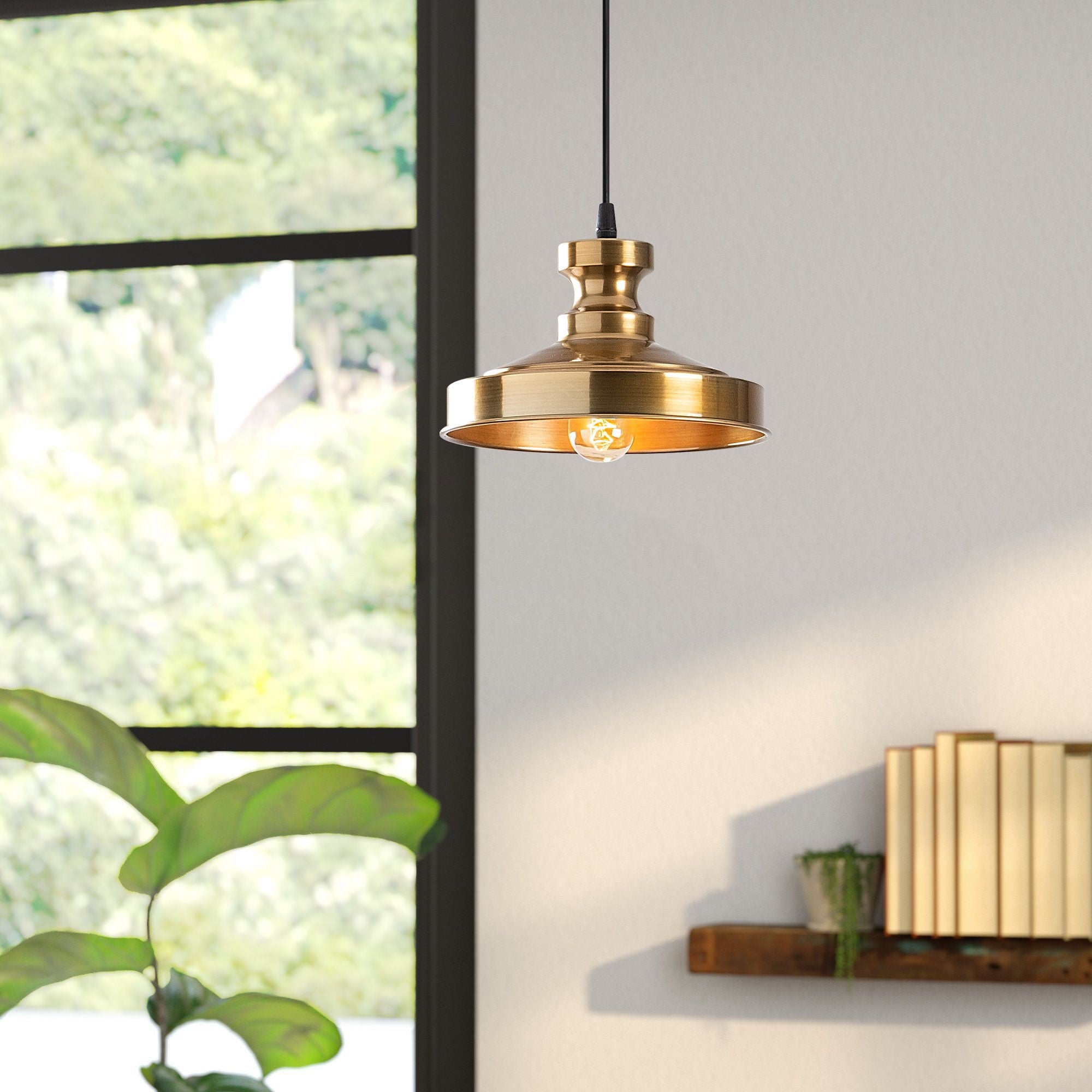 Candeeiro de Teto Escandinavo Glam, Corpo em Metal Dourado, 22 x 22 cm, Altura 109 cm, E27 máx. 40 W, Cabo de 90 cm | Iluminação Elegante para Espaços Modernos