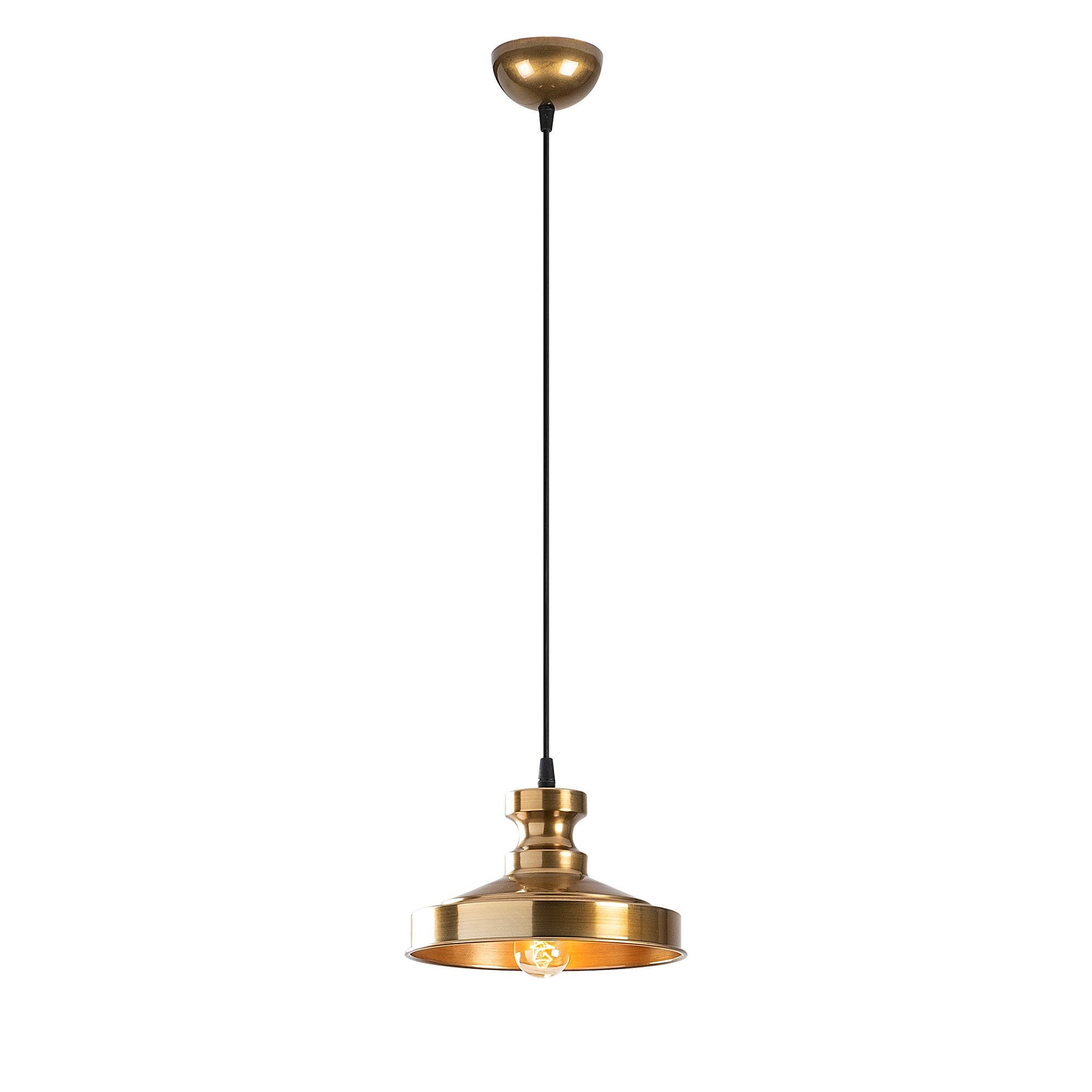 Candeeiro de Teto Escandinavo Glam, Corpo em Metal Dourado, 22 x 22 cm, Altura 109 cm, E27 máx. 40 W, Cabo de 90 cm | Iluminação Elegante para Espaços Modernos