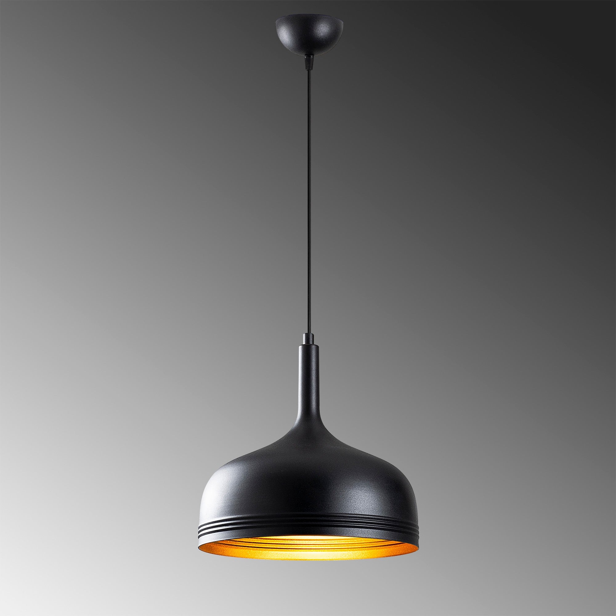 Candeeiro de Teto Industrial Escandinavo, Corpo em Metal Preto, 30 x 30 cm, Altura 126 cm, E27 máx. 40 W, Cabo de 90 cm | Iluminação Elegante para Espaços Modernos