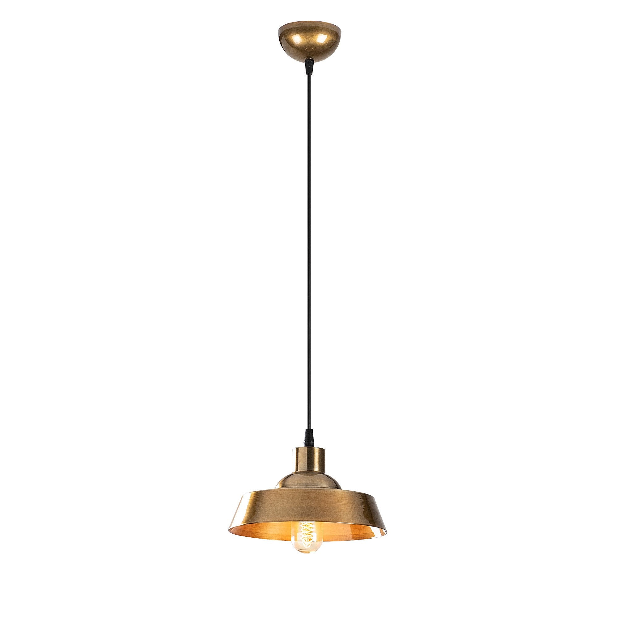 Candeeiro de Teto Escandinavo Glam, Corpo em Metal Dourado, 22 x 22 cm, Altura 107 cm, E27 máx. 40 W, Cabo de 90 cm | Iluminação Elegante para Espaços Modernos