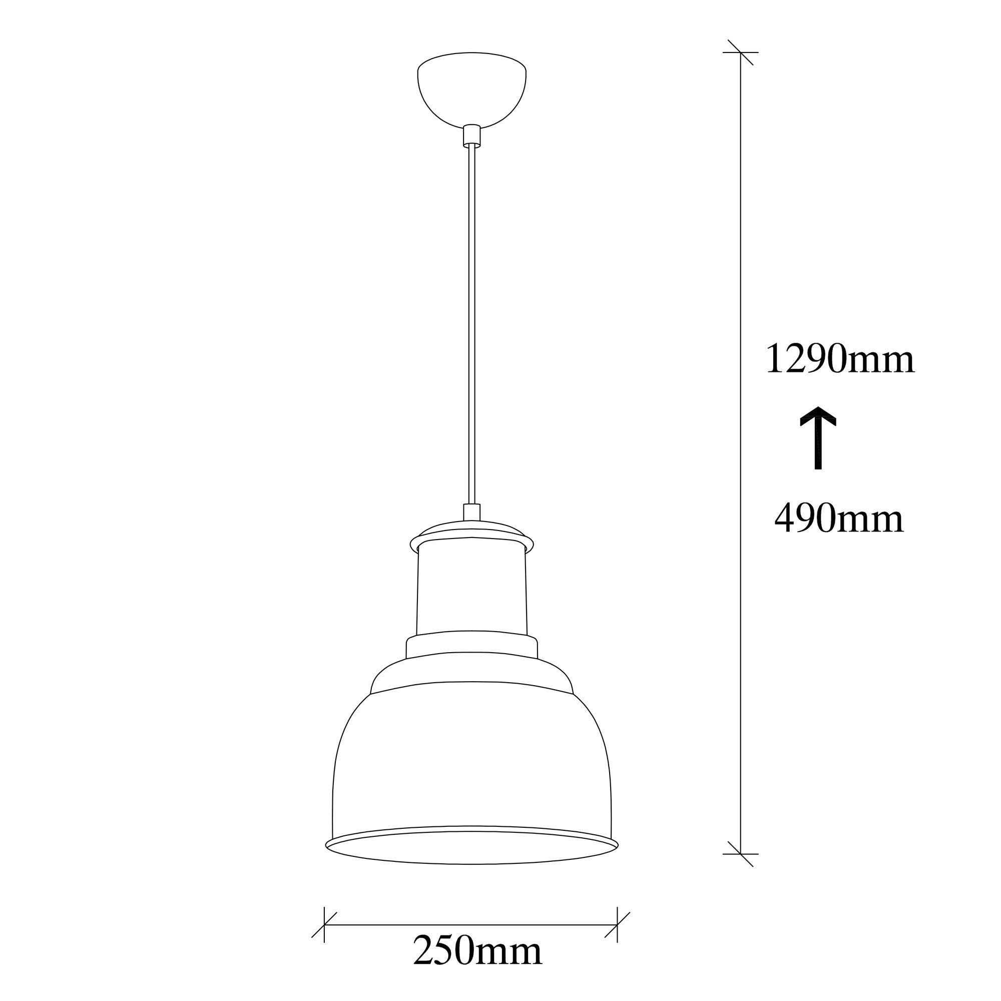 Candeeiro de Teto Industrial Escandinavo, Corpo em Metal Preto, 25 x 25 cm, Altura 129 cm, Soquete E27 Máx. 40 W, Cabo de 90 cm | Iluminação Elegante para Espaços Modernos
