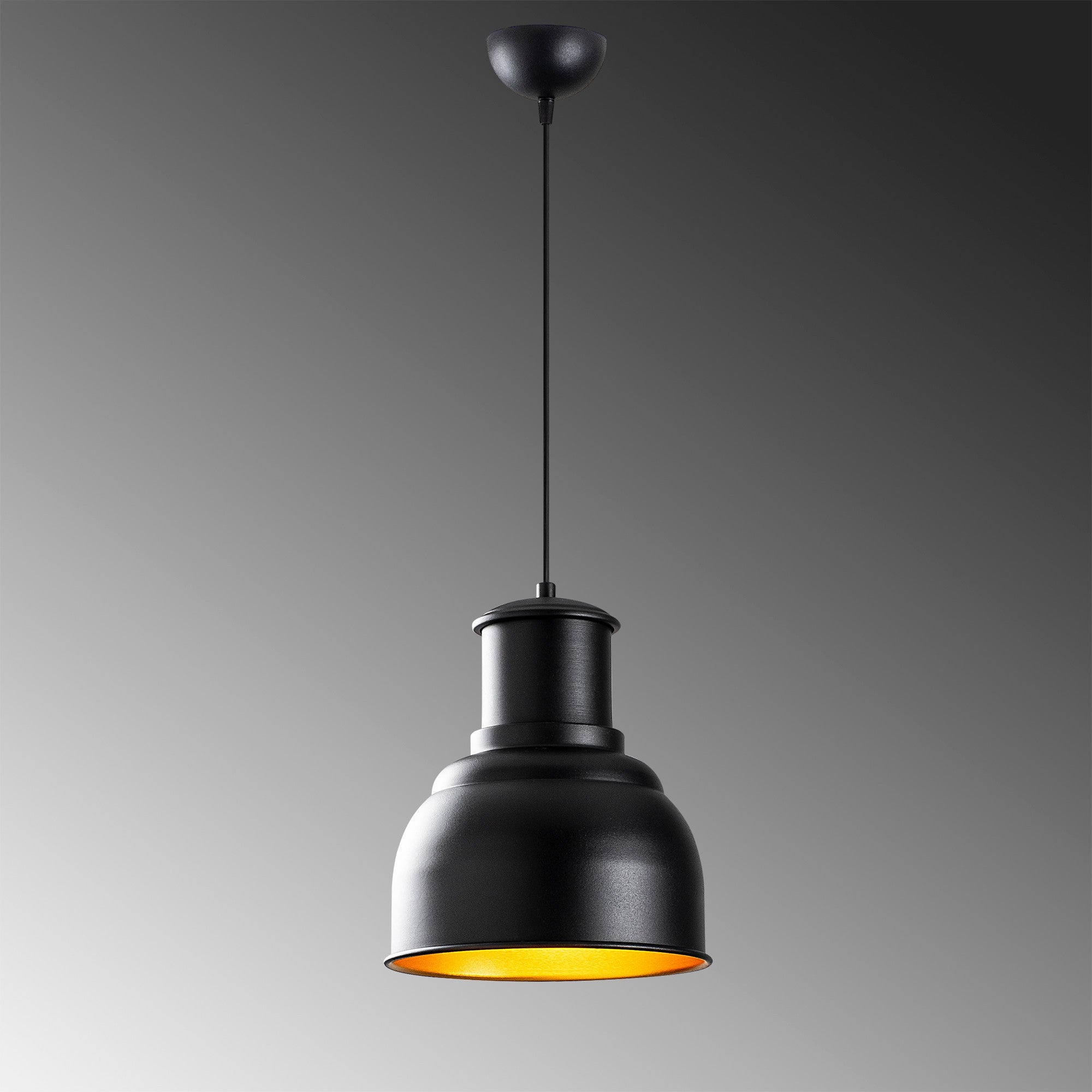 Candeeiro de Teto Industrial Escandinavo, Corpo em Metal Preto, 25 x 25 cm, Altura 129 cm, Soquete E27 Máx. 40 W, Cabo de 90 cm | Iluminação Elegante para Espaços Modernos