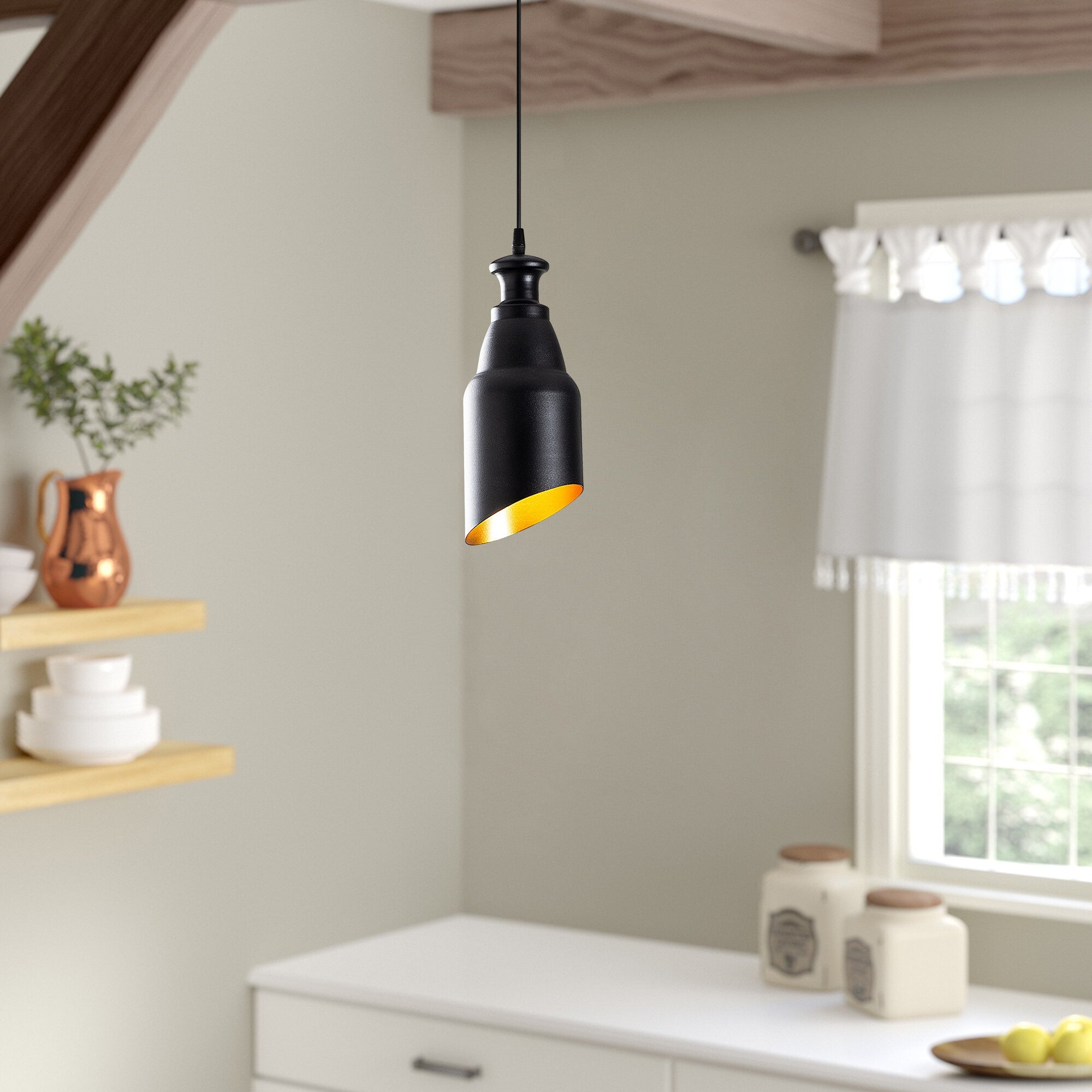 Candeeiro de Teto Industrial Escandinavo, Corpo em Metal Preto, 13 x 13 cm, Altura 126 cm, Soquete E27 Máx. 40 W, Cabo de 90 cm | Iluminação Elegante para Espaços Modernos