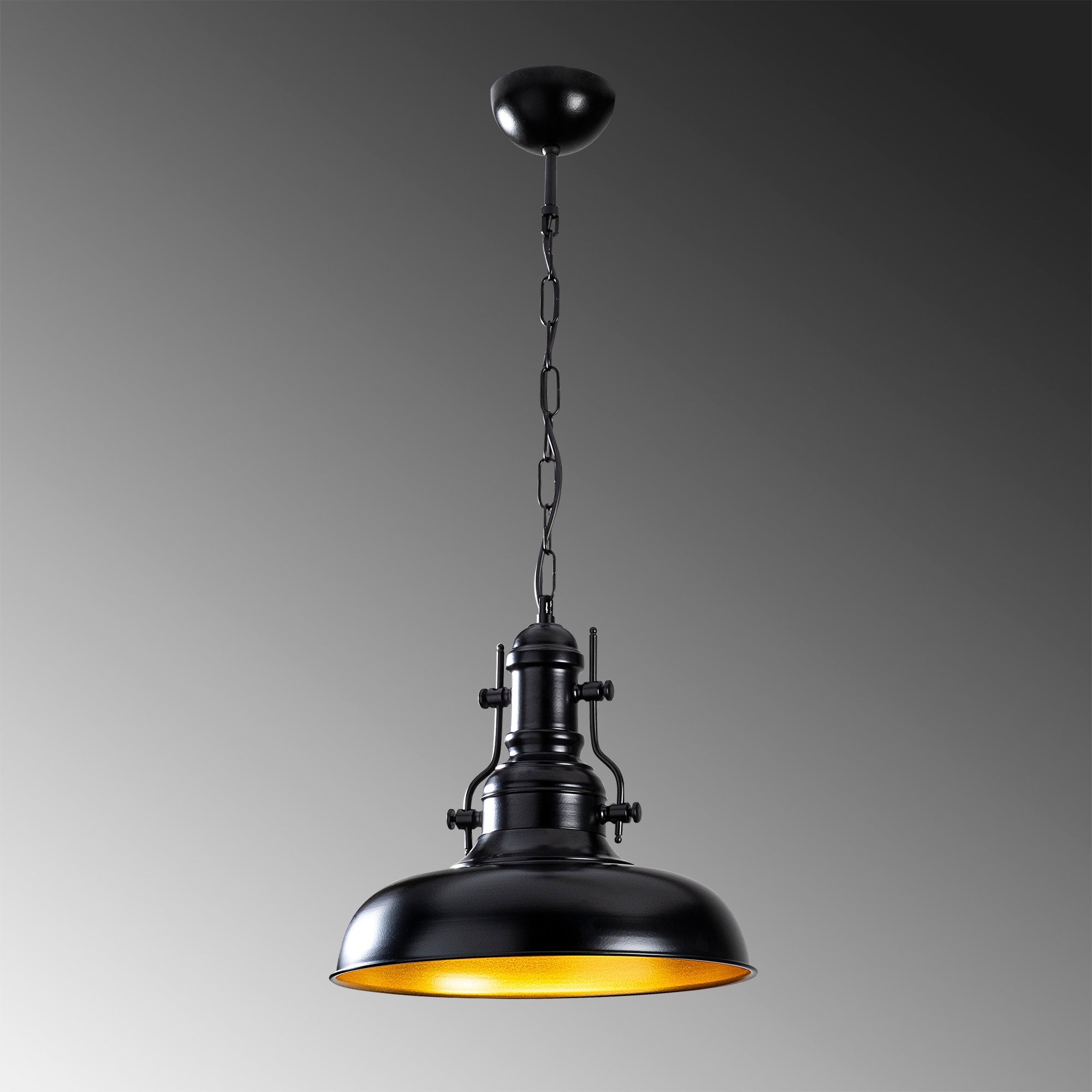 Candeeiro de Teto Industrial Escandinavo, Corpo em Metal Preto, 32 x 32 cm, Altura 78 cm, Soquete E27 Máx. 40 W, Cabo de 90 cm | Iluminação Elegante para Espaços Modernos
