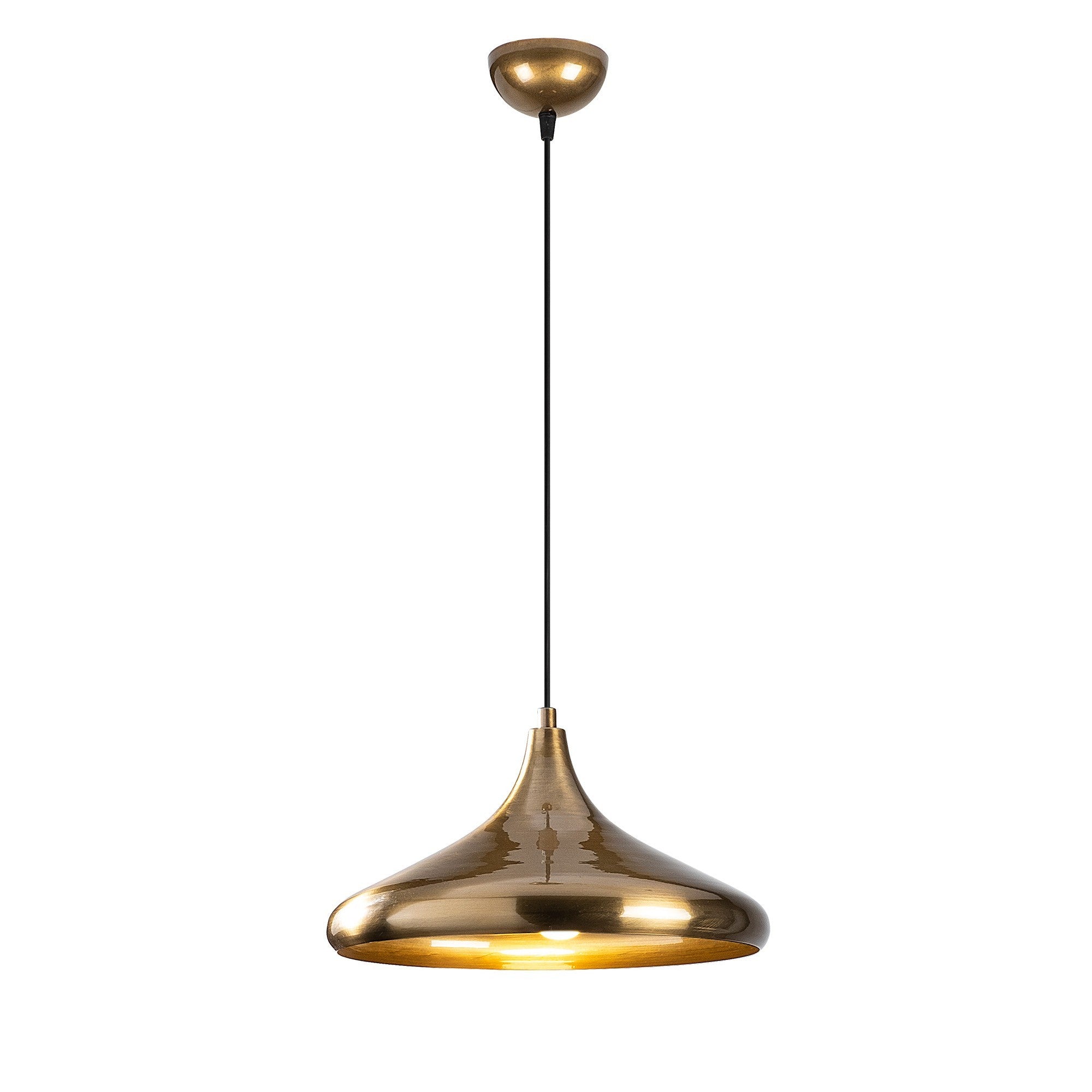Candeeiro de Teto Escandinavo Glam, Corpo em Metal Dourado, 35 x 35 cm, Altura 116 cm, E27 máx. 40 W, Cabo de 90 cm | Iluminação Elegante para Espaços Modernos