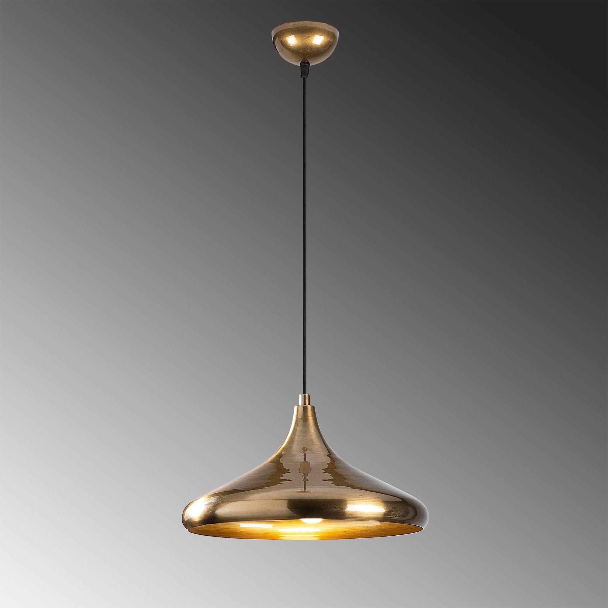 Candeeiro de Teto Escandinavo Glam, Corpo em Metal Dourado, 35 x 35 cm, Altura 116 cm, E27 máx. 40 W, Cabo de 90 cm | Iluminação Elegante para Espaços Modernos