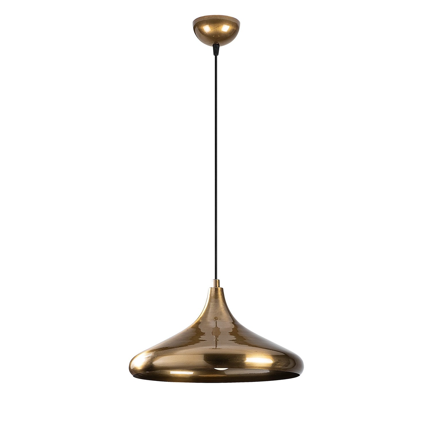 Candeeiro de Teto Escandinavo Glam, Corpo em Metal Dourado, 35 x 35 cm, Altura 116 cm, E27 máx. 40 W, Cabo de 90 cm | Iluminação Elegante para Espaços Modernos