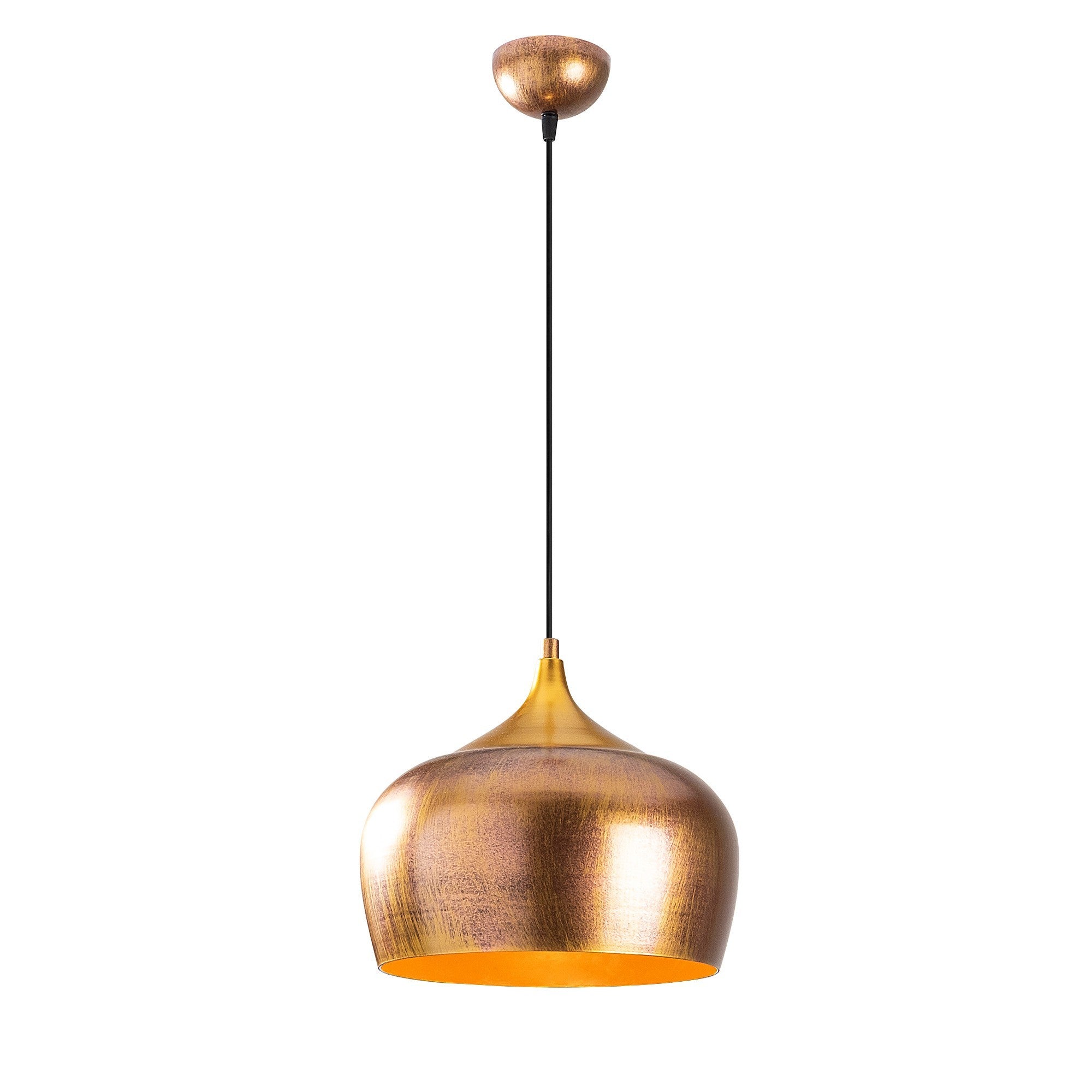 Candeeiro de Teto Escandinavo Glam, Corpo em Metal Dourado, 30 x 30 cm, Altura 123 cm, E27 máx. 40 W, Cabo de 90 cm | Iluminação Elegante para Espaços Modernos