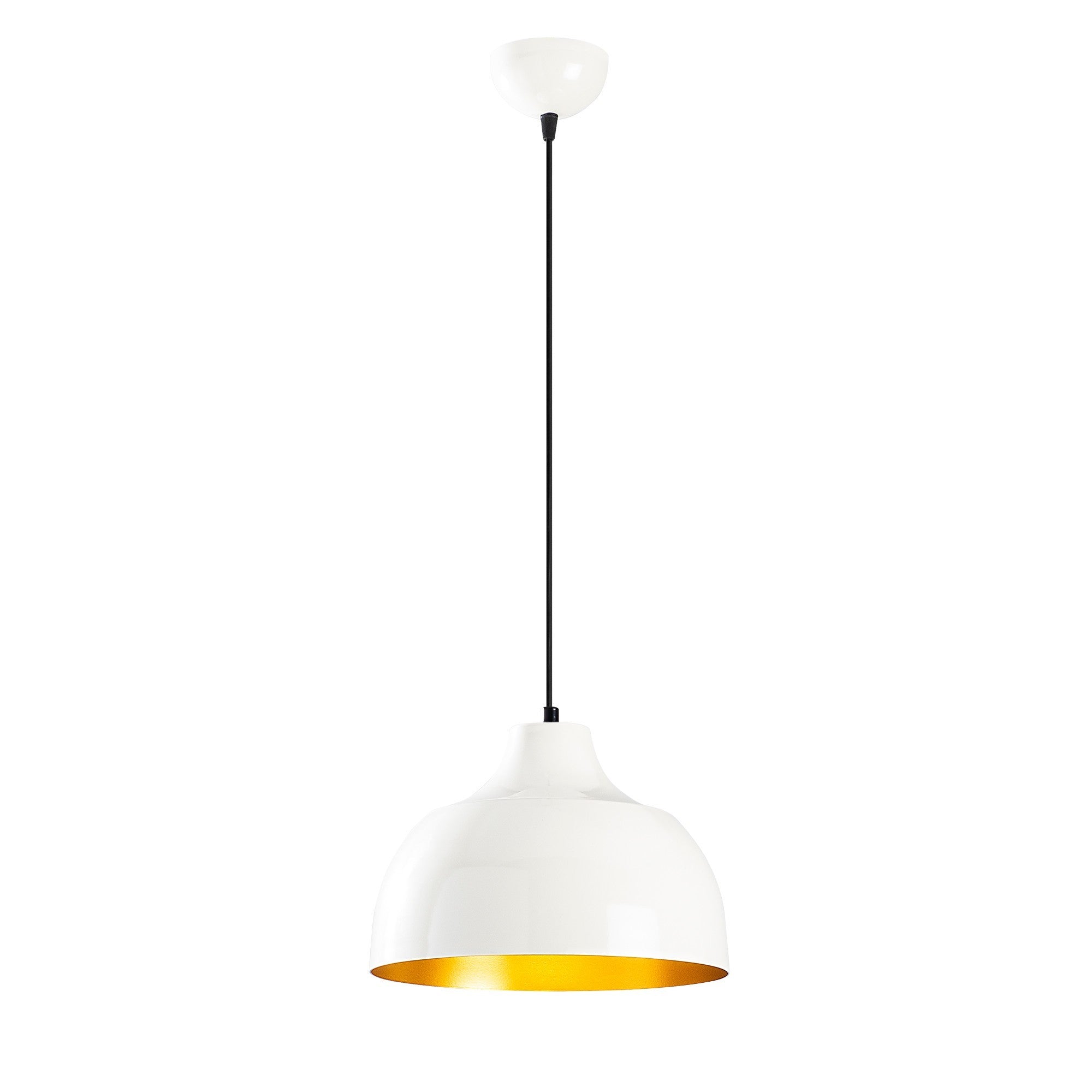 Candeeiro de Teto Escandinavo, Corpo em Ferro Dourado, 31 x 31 cm, Altura 120 cm, Soquete E27 Máx. 40 W, Cabo de 90 cm | Iluminação Elegante para Espaços Modernos