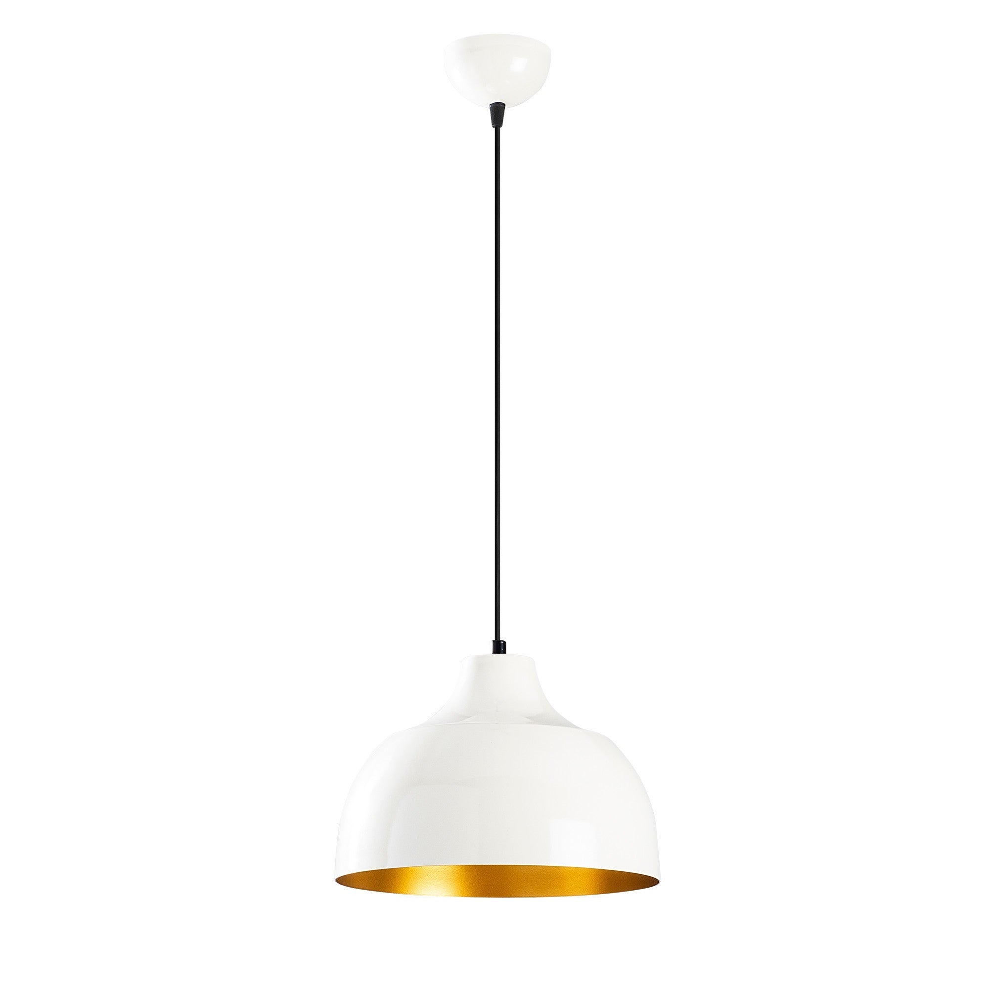 Candeeiro de Teto Escandinavo, Corpo em Ferro Dourado, 31 x 31 cm, Altura 120 cm, Soquete E27 Máx. 40 W, Cabo de 90 cm | Iluminação Elegante para Espaços Modernos