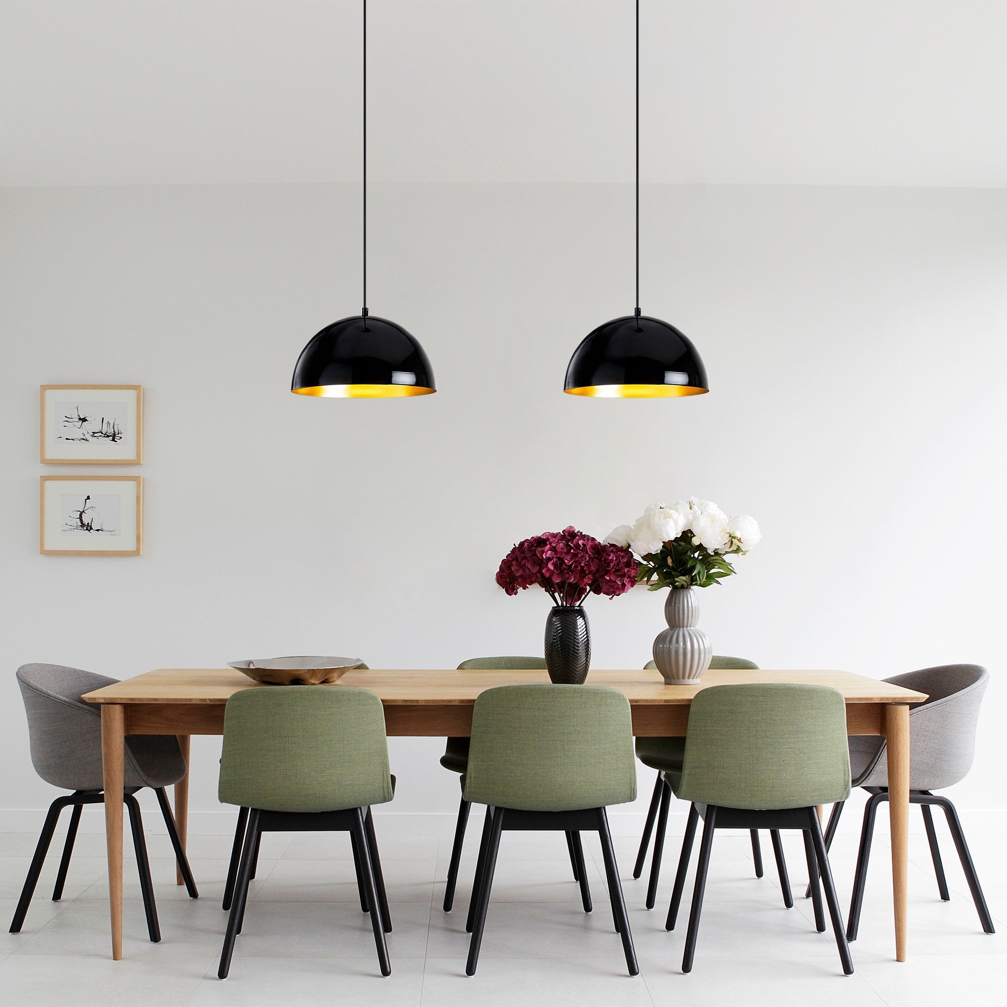 Candeeiro de Teto Escandinavo, Corpo em Metal Preto, 30 x 30 cm, Altura 111 cm, E27 máx. 40 W, Cabo de 90 cm | Iluminação Elegante para Casas Modernas