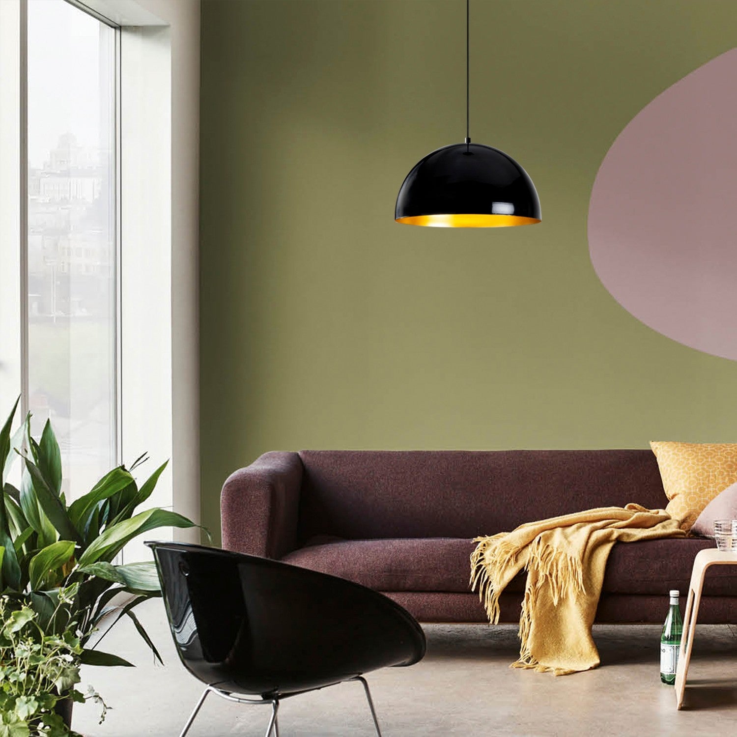 Candeeiro de Teto Industrial Escandinavo, Corpo em Metal Preto, 40 x 40 cm, Altura 116 cm, Soquete E27 Máx. 40 W, Cabo de 90 cm | Iluminação Elegante para Espaços Modernos