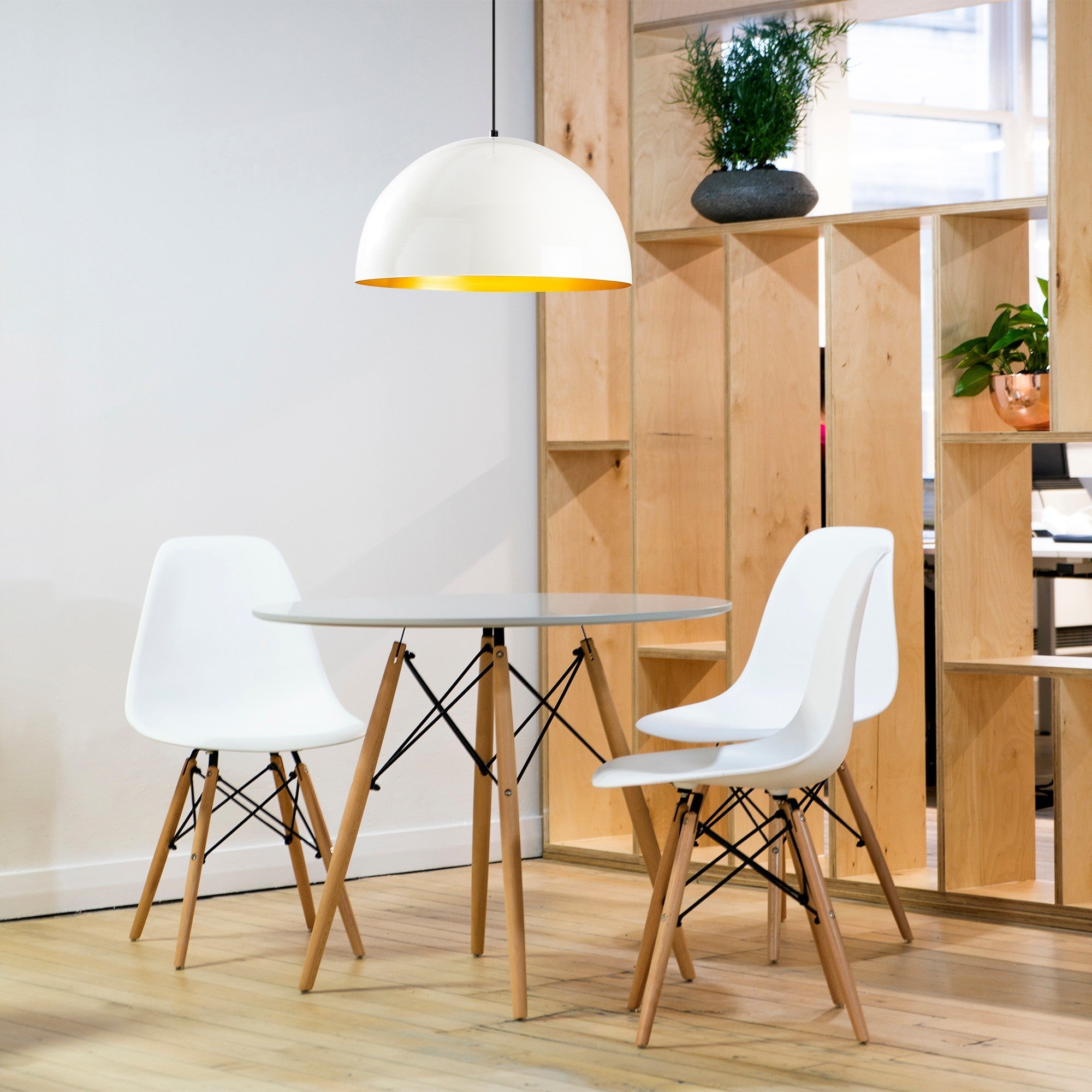 Candeeiro de Teto Escandinavo, Corpo em Metal Branco, 50 x 50 cm, Altura 121 cm, E27 Máx. 40 W, Cabo de 90 cm | Iluminação Elegante para Espaços Modernos