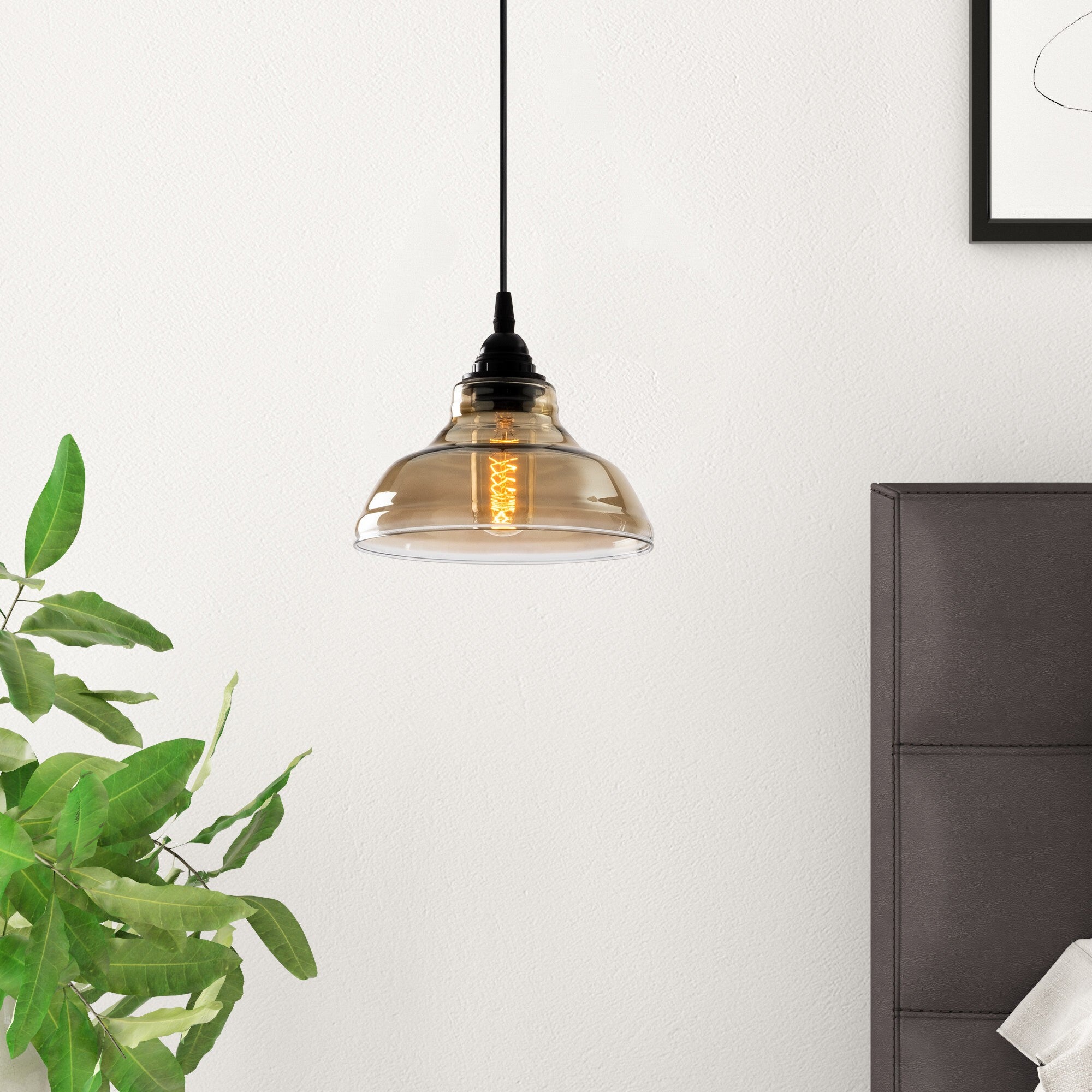 Candeeiro de Teto Escandinavo, Corpo em Metal Preto, 20 x 20 cm, Altura 108 cm, Soquete E27 Máx. 40 W, Cabo de 90 cm | Iluminação Elegante para Espaços Modernos