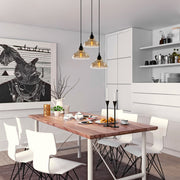 Candeeiro de Teto Escandinavo, Corpo em Metal Preto, 44 x 44 cm, Altura 108 cm, 3 x E27 máx. 40 W, Cabo de 90 cm | Iluminação Elegante para Espaços Modernos