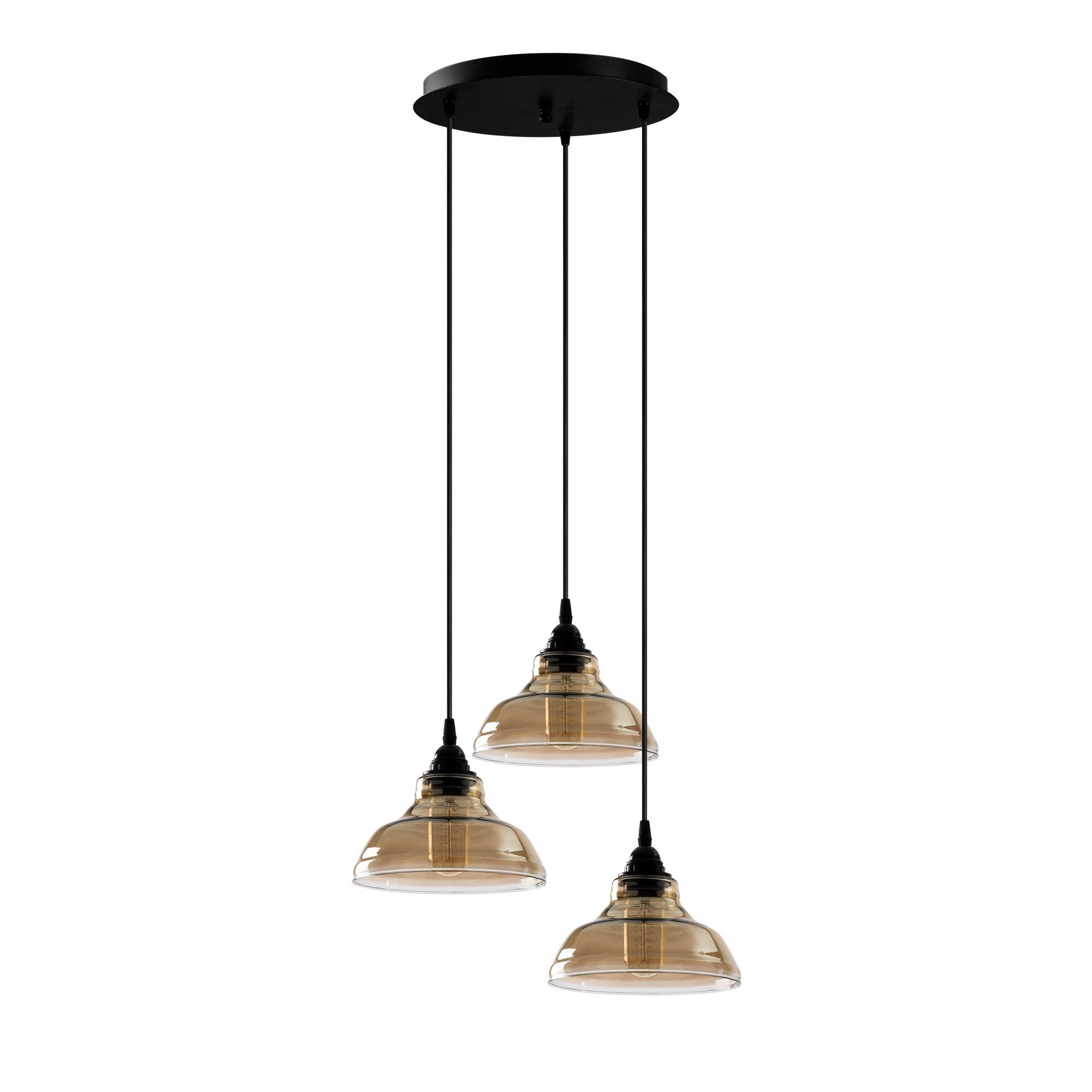 Candeeiro de Teto Escandinavo, Corpo em Metal Preto, 44 x 44 cm, Altura 108 cm, 3 x E27 máx. 40 W, Cabo de 90 cm | Iluminação Elegante para Espaços Modernos