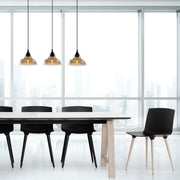 Candeeiro de Teto Escandinavo, Corpo em Ferro Preto, 72 x 72 cm, Altura 108 cm, 3 x E27 máx. 40 W, Cabo de 90 cm | Iluminação Elegante para Espaços Modernos