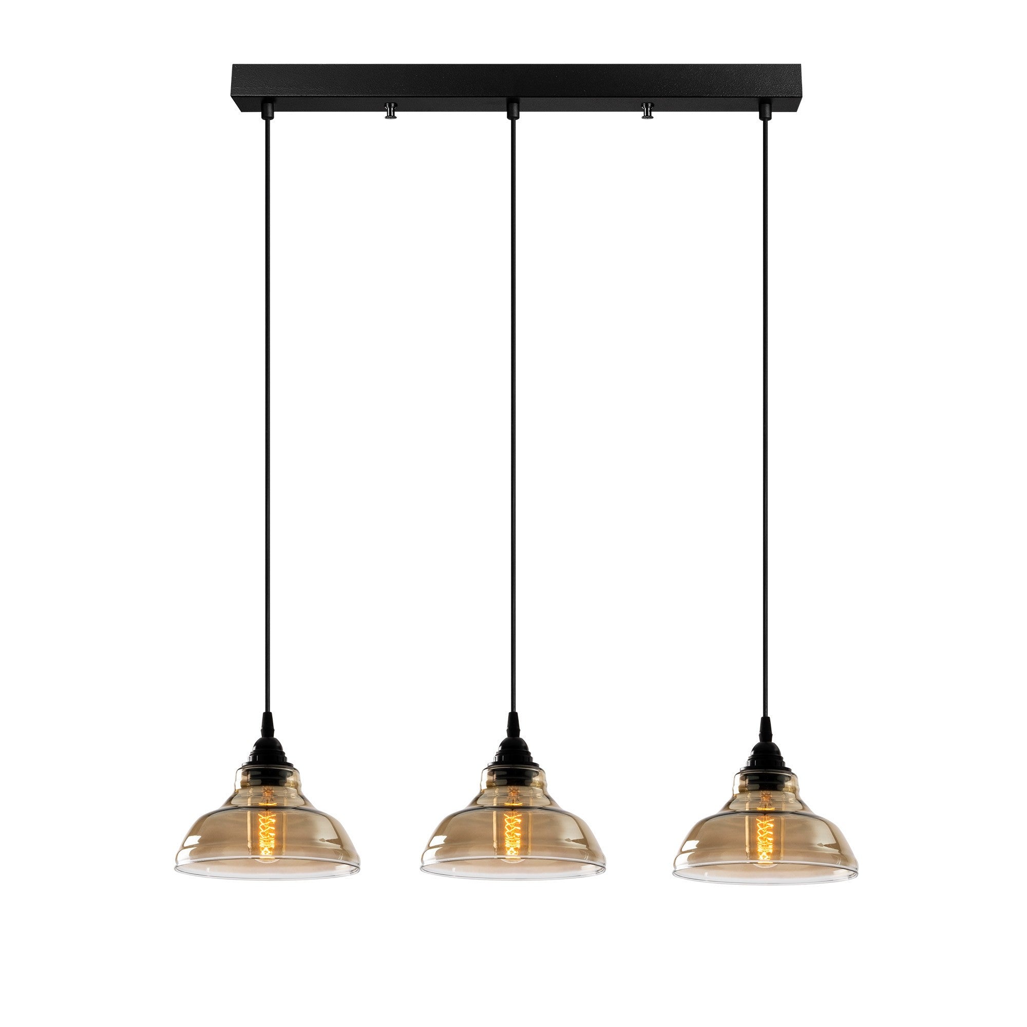 Candeeiro de Teto Escandinavo, Corpo em Ferro Preto, 72 x 72 cm, Altura 108 cm, 3 x E27 máx. 40 W, Cabo de 90 cm | Iluminação Elegante para Espaços Modernos