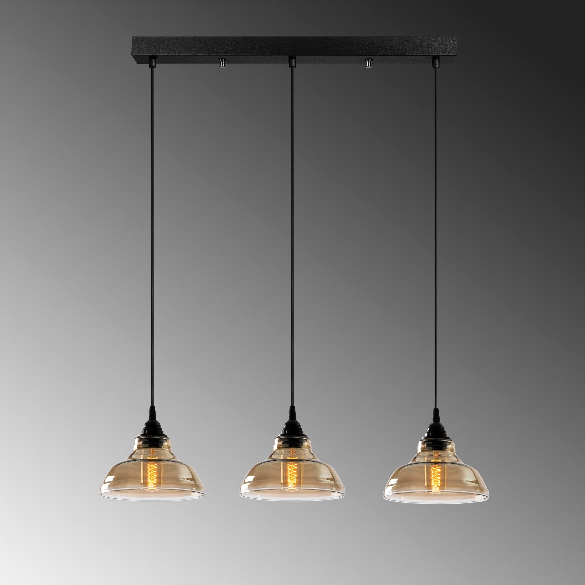 Candeeiro de Teto Escandinavo, Corpo em Ferro Preto, 72 x 72 cm, Altura 108 cm, 3 x E27 máx. 40 W, Cabo de 90 cm | Iluminação Elegante para Espaços Modernos