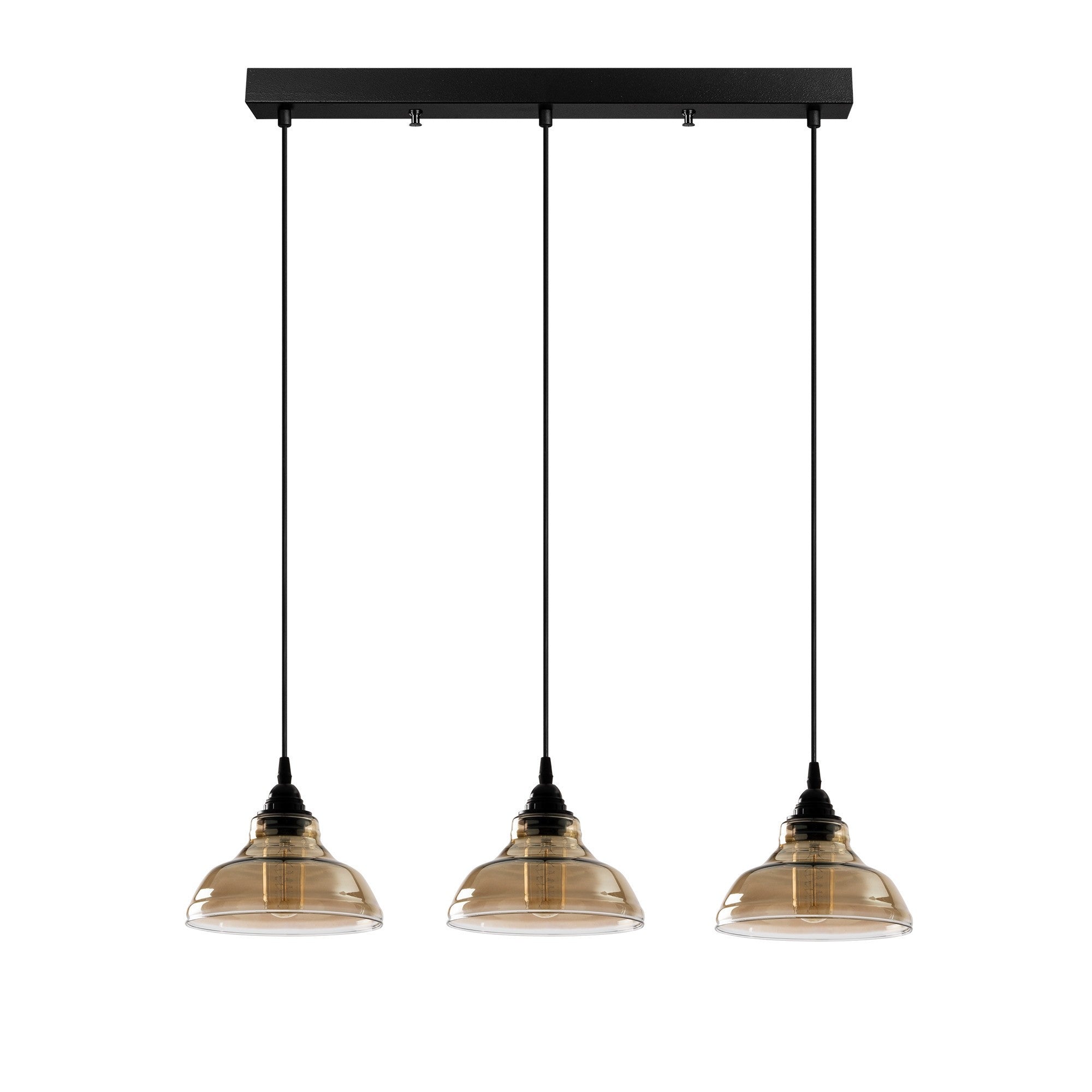 Candeeiro de Teto Escandinavo, Corpo em Ferro Preto, 72 x 72 cm, Altura 108 cm, 3 x E27 máx. 40 W, Cabo de 90 cm | Iluminação Elegante para Espaços Modernos